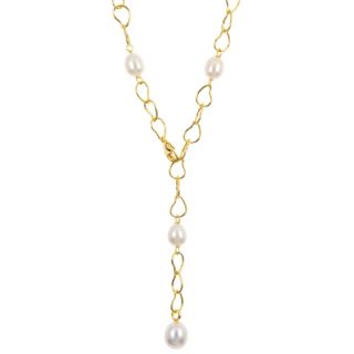 PERLEA Collier Süßwasserzucht- perlen 8-10mm Silber vergoldet