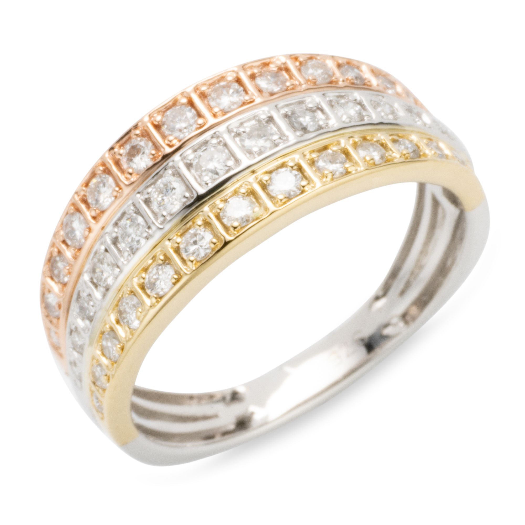 DIAMOUR Ring 39 Brillanten zus. ca. 0,45ct Gold 375, Tricolor