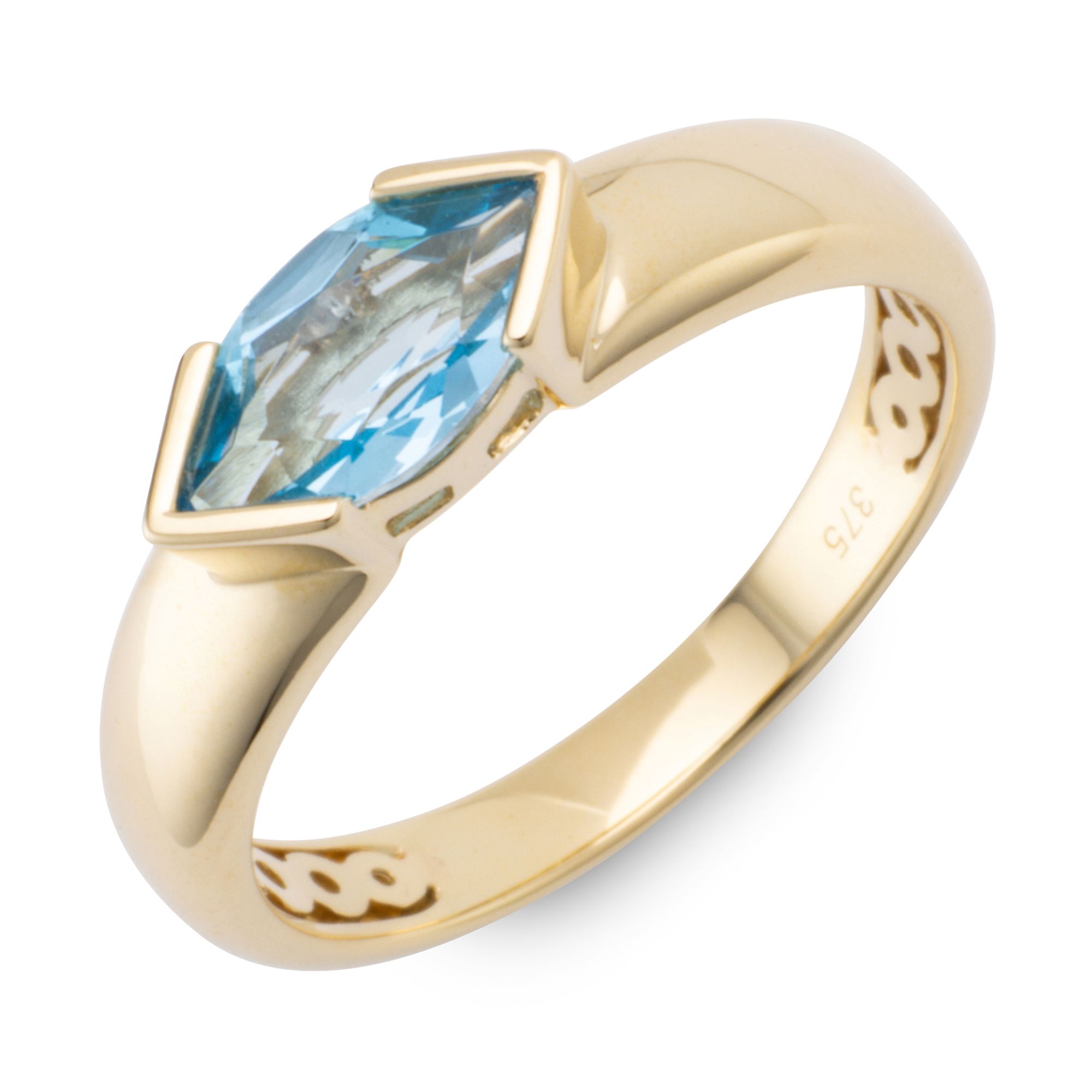GOLDSCHMUCK FÜR MICH Ring beh. Swiss Blautopas ca. 0,95ct Gold 375