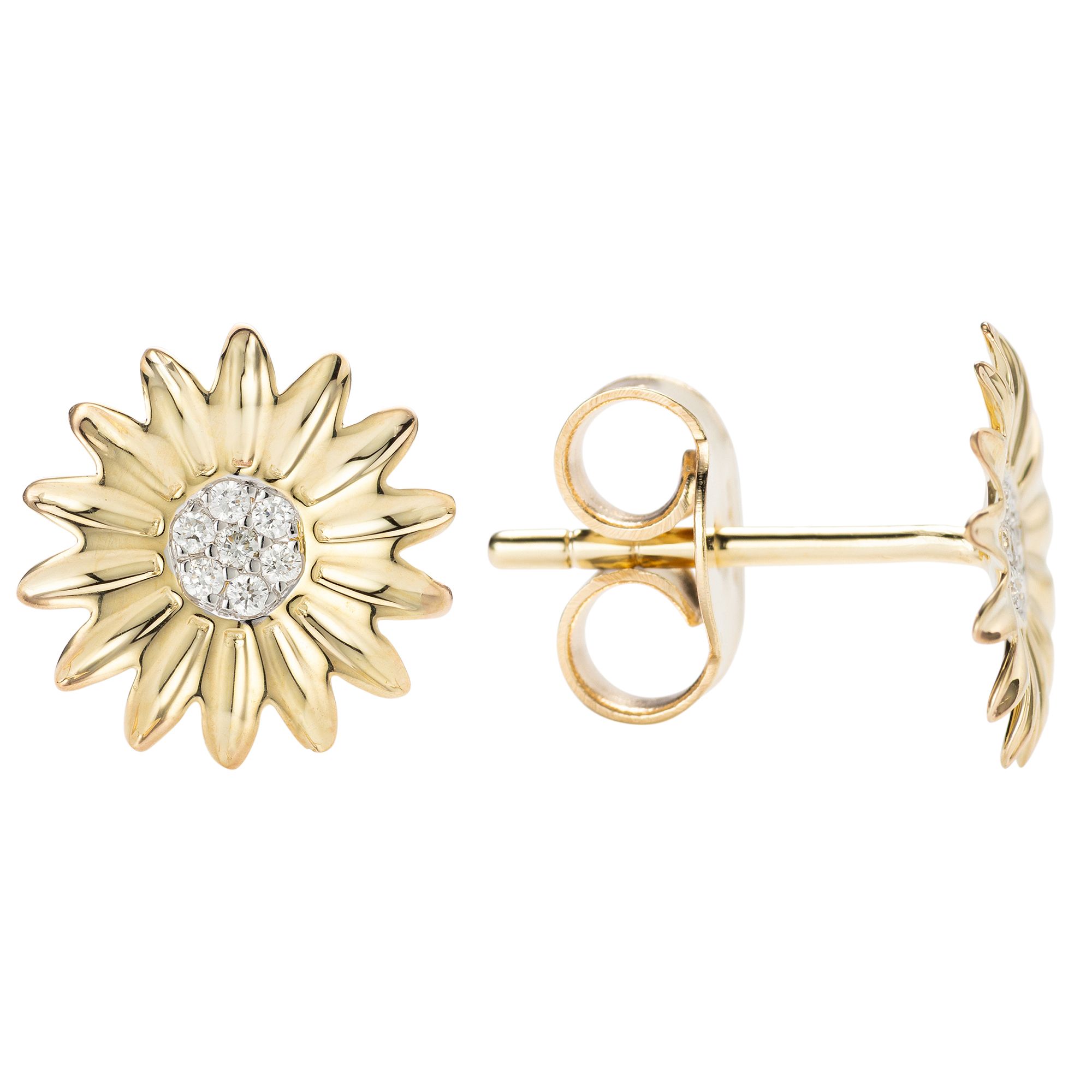 DIAMOUR Blumen-Ohrstecker 14 Brillanten zus. ca. 0,06ct Gold 375