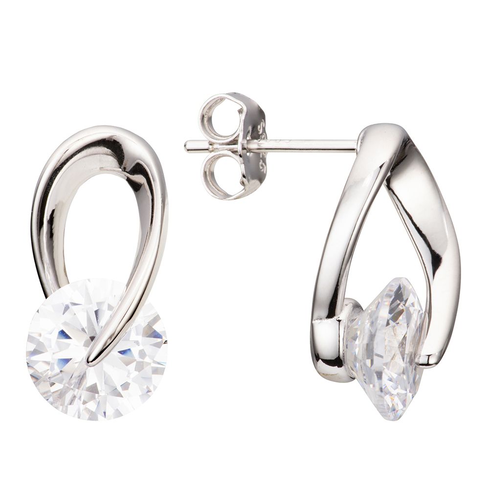 DIAMONIQUE® Ohrstecker = 1,00ct Brillantschliff Silber rhodiniert