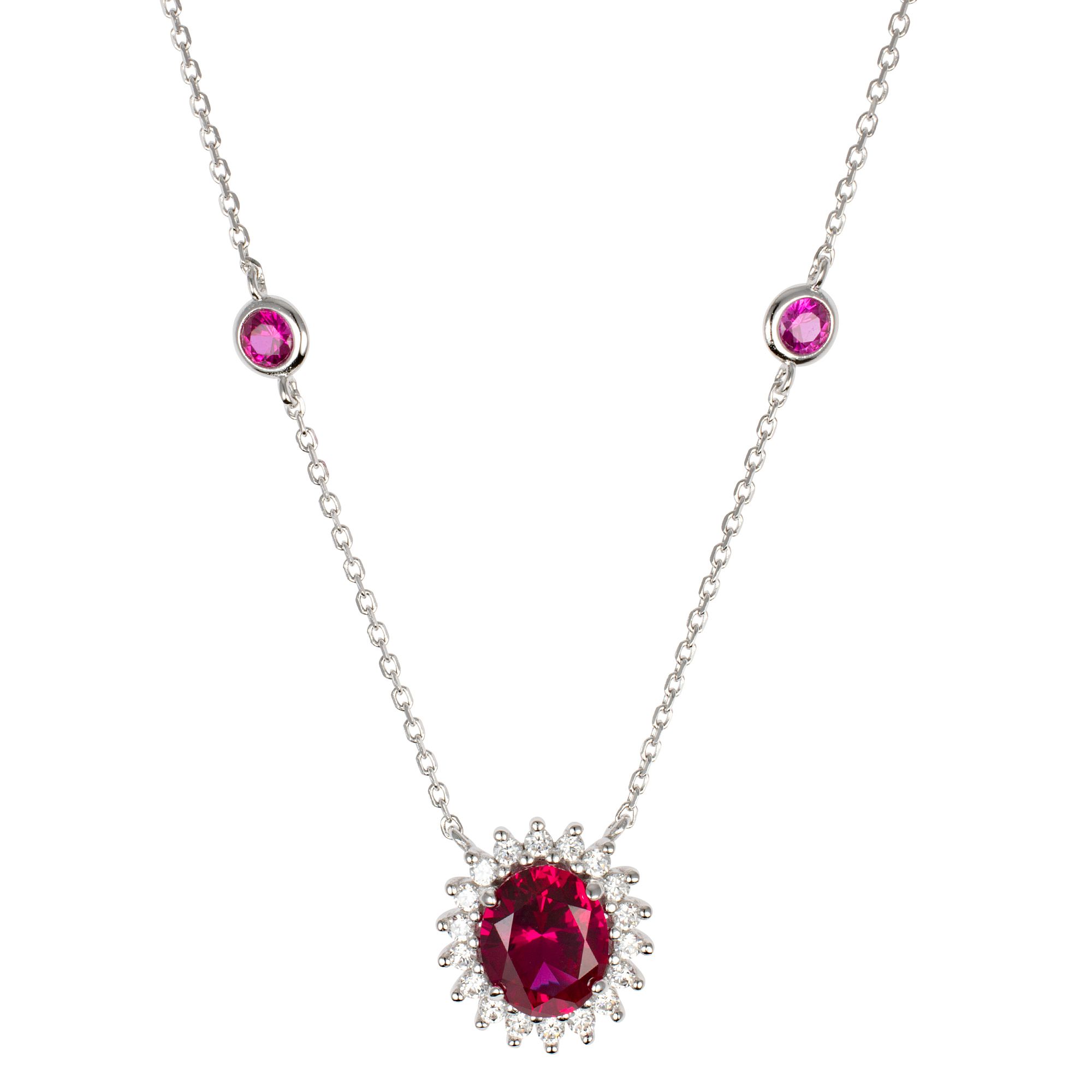 DIAMONIQUE® Collier = 2,13ct Schliffmix Silber rhodiniert