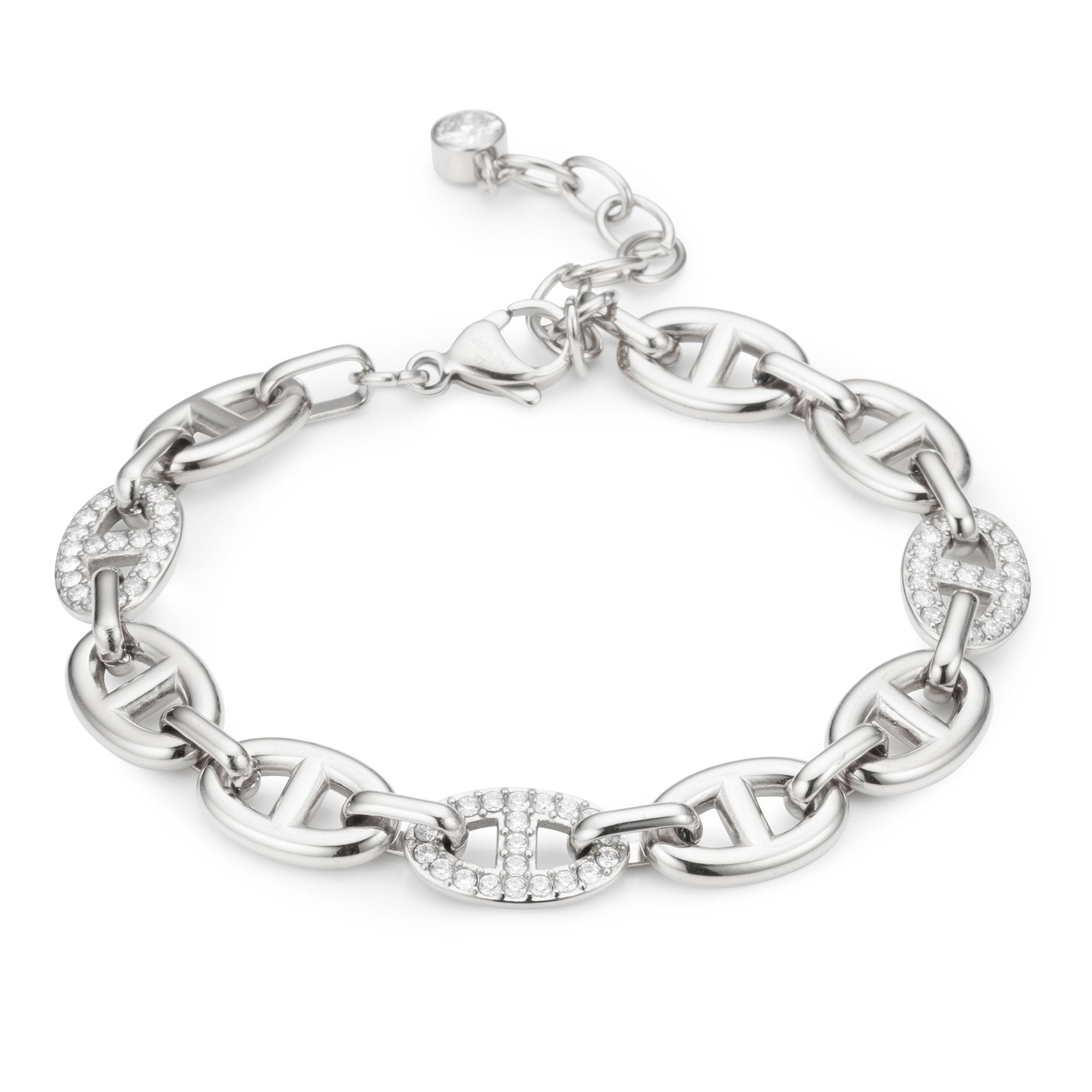 STEFFEN SCHRAUT Armband 64 Zirkonia Länge ca. 17+4cm Edelstahl