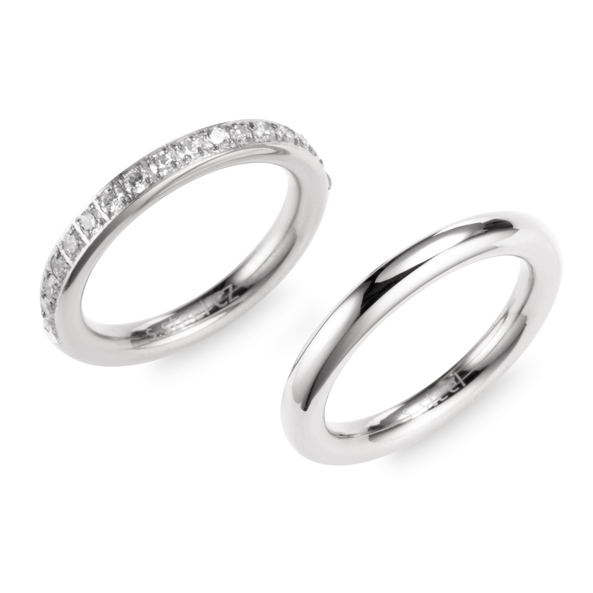 DIAMONIQUE® 2tlg. Ring Set = 0,51ct Brillantschliff Edelstahl