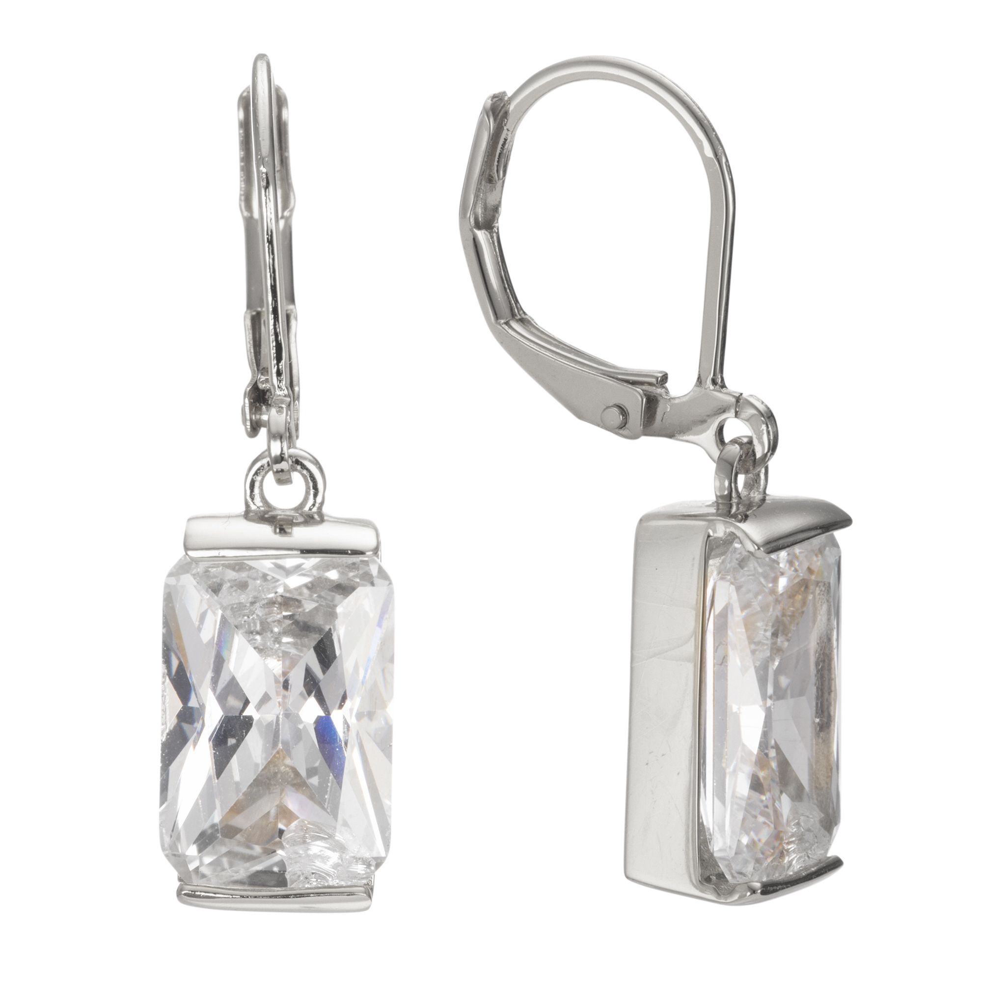 DIAMONIQUE® Ohrhänger = 9,00ct Baguetteschliff Edelstahl