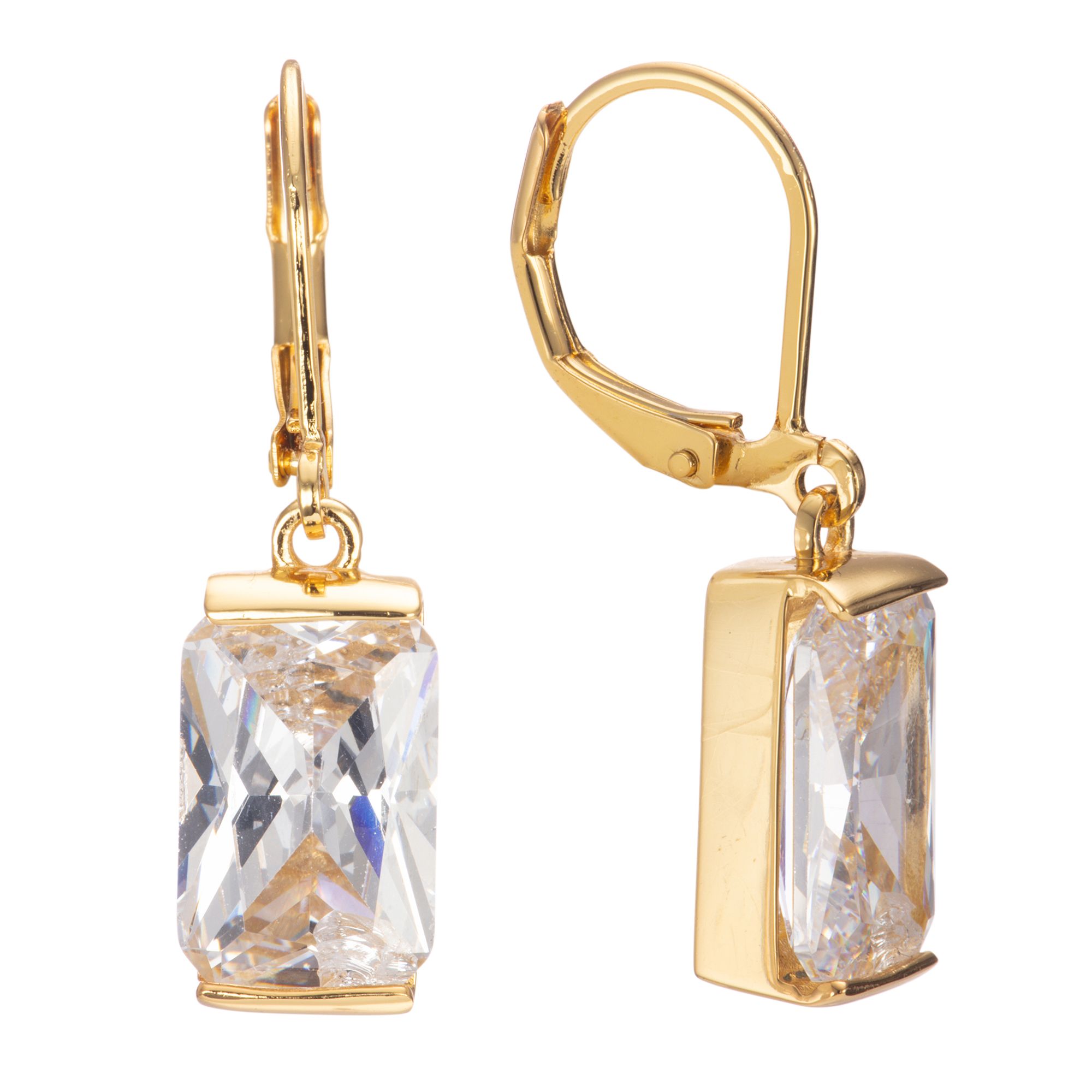 DIAMONIQUE® Ohrhänger = 9,00ct Baguetteschliff Edelstahl