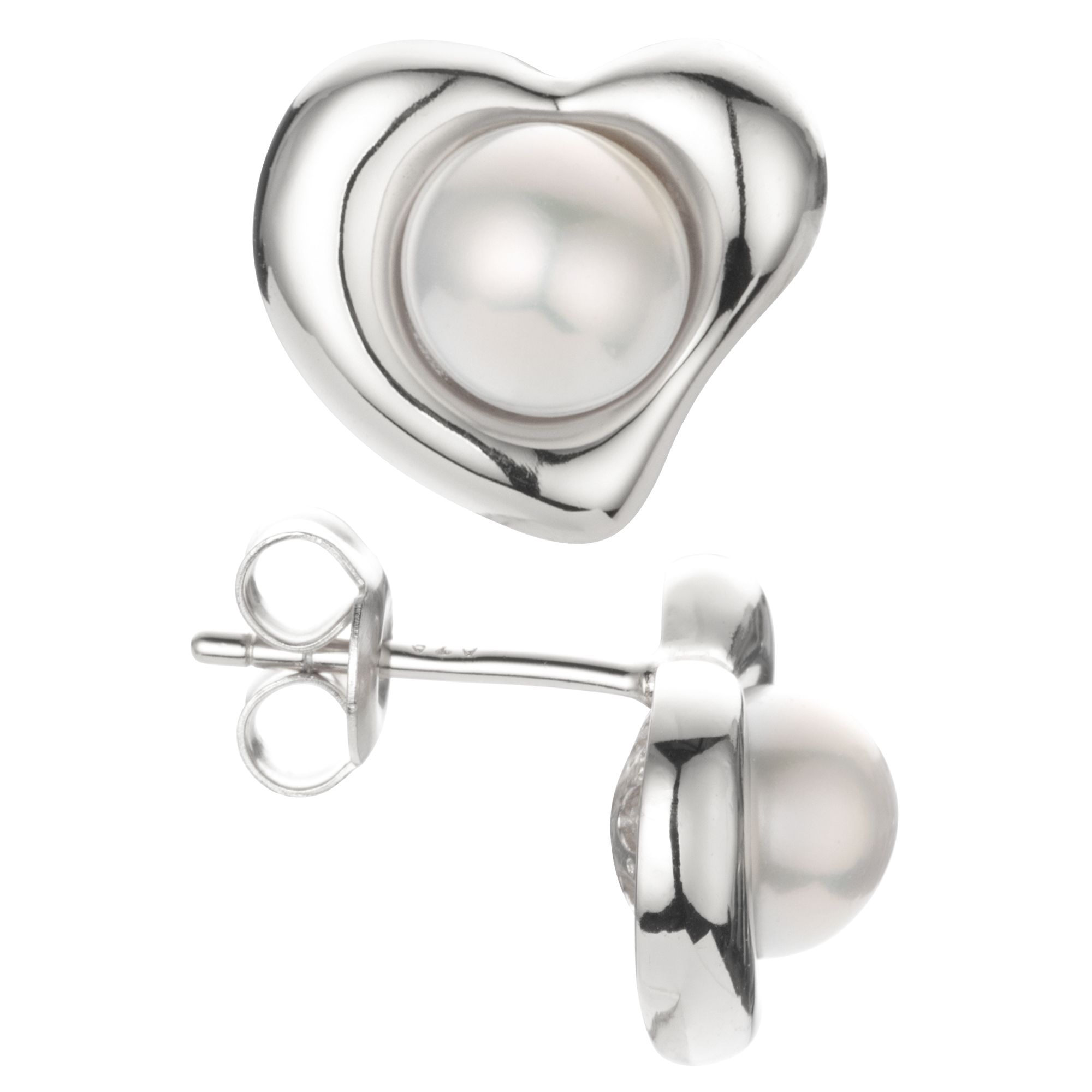 PERLEA Ohrstecker Süßwasserzucht- perlen 6,5-7mm Silber 925