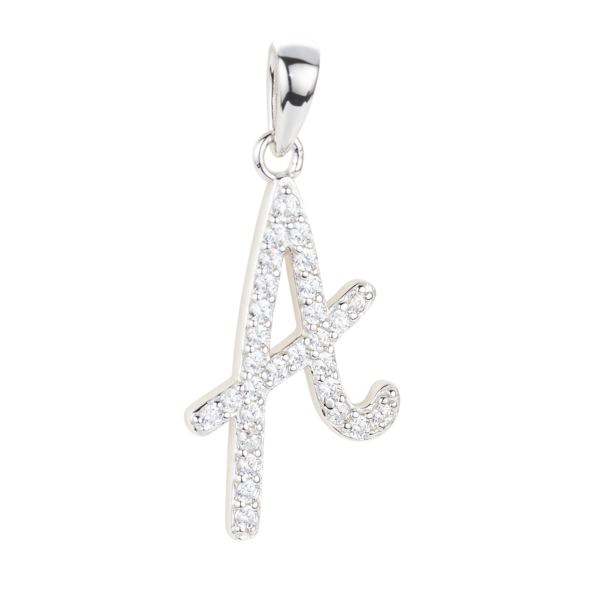 DIAMONIQUE® Buchstaben-Anhänger mind. = 0,16ct Brillantschliff Silber rhodiniert