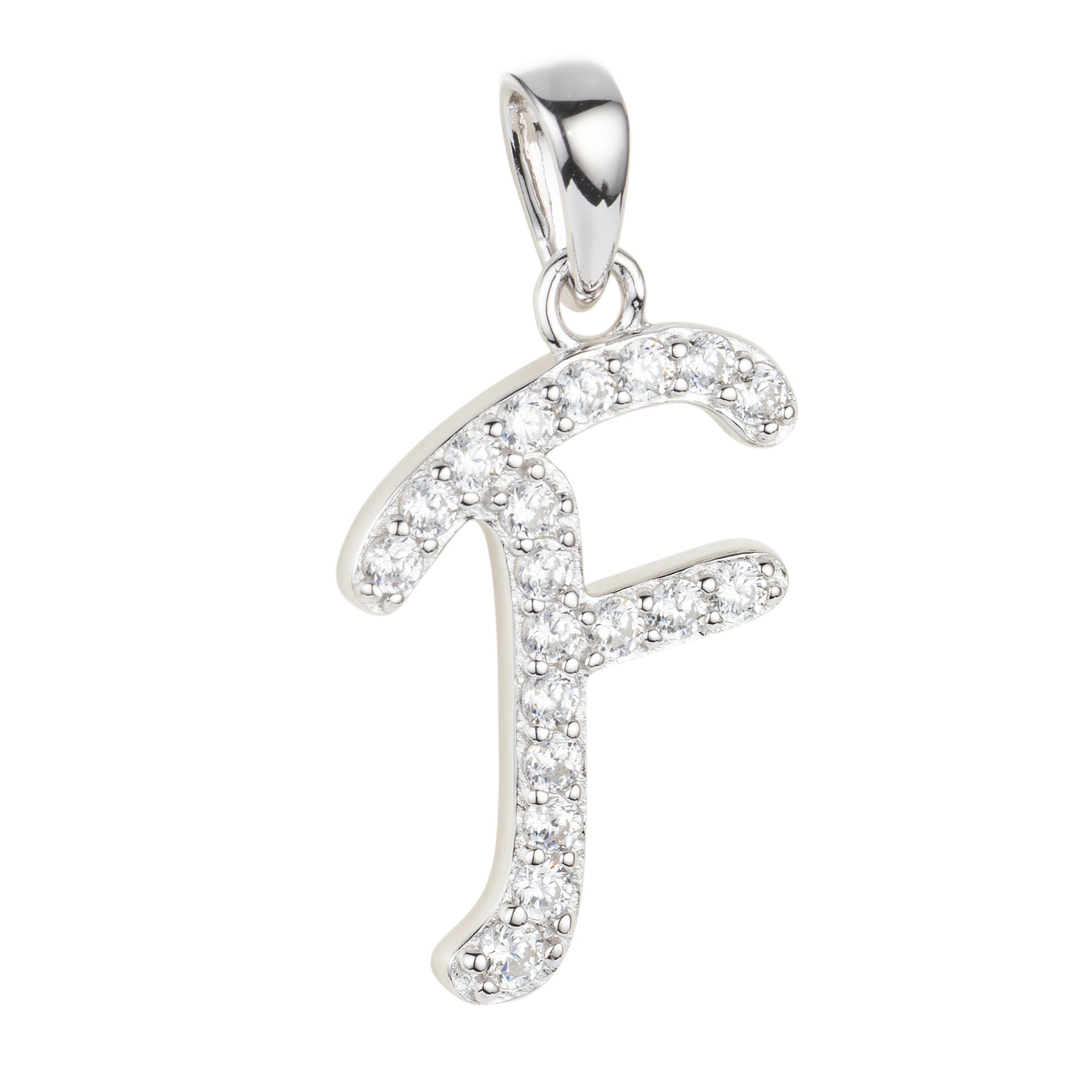 DIAMONIQUE® Buchstaben-Anhänger mind. = 0,16ct Brillantschliff Silber rhodiniert