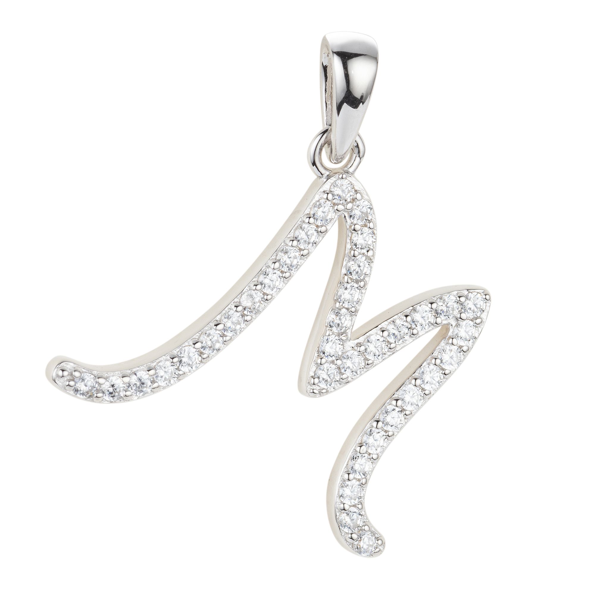 DIAMONIQUE® Buchstaben-Anhänger mind. = 0,16ct Brillantschliff Silber rhodiniert