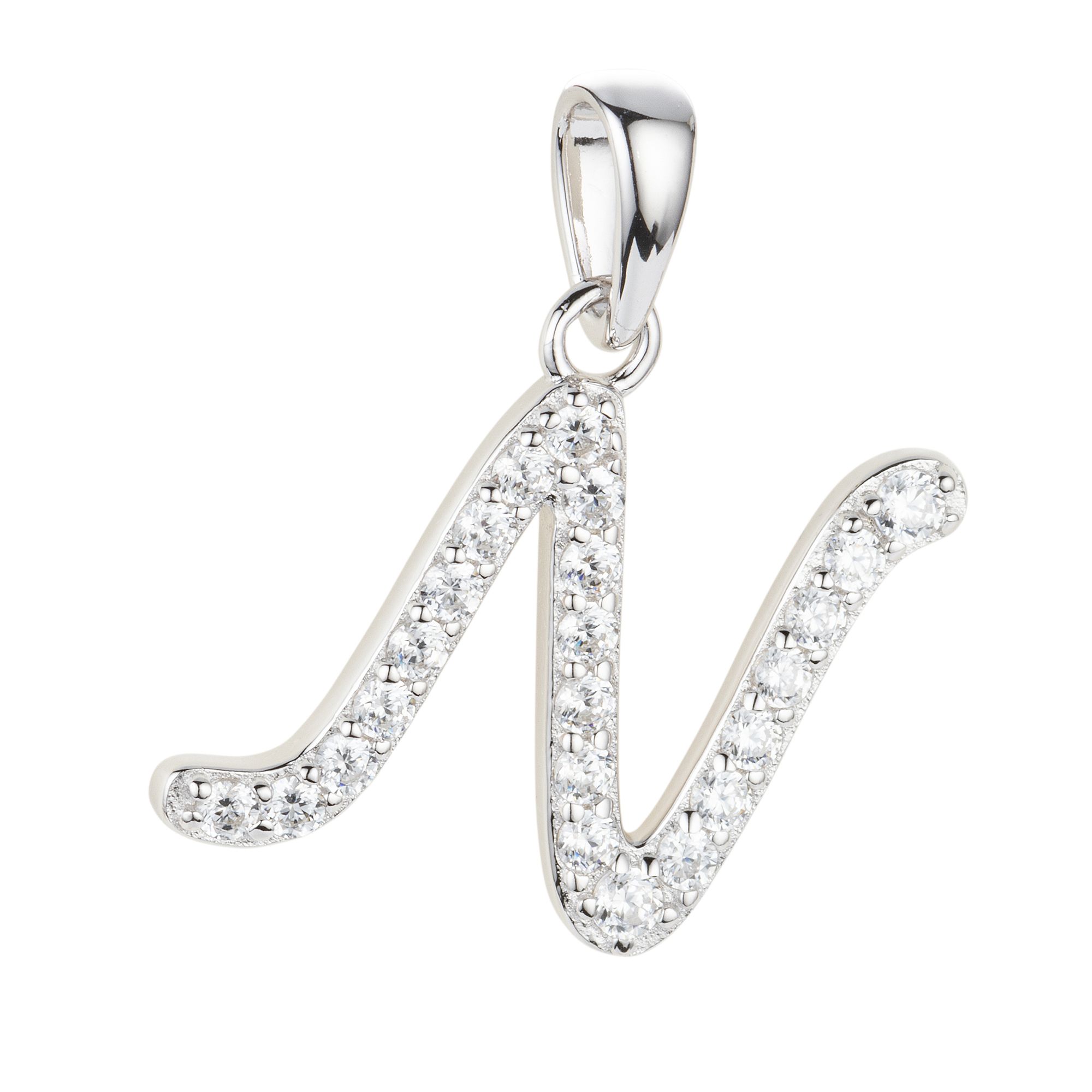 DIAMONIQUE® Buchstaben-Anhänger mind. = 0,16ct Brillantschliff Silber rhodiniert