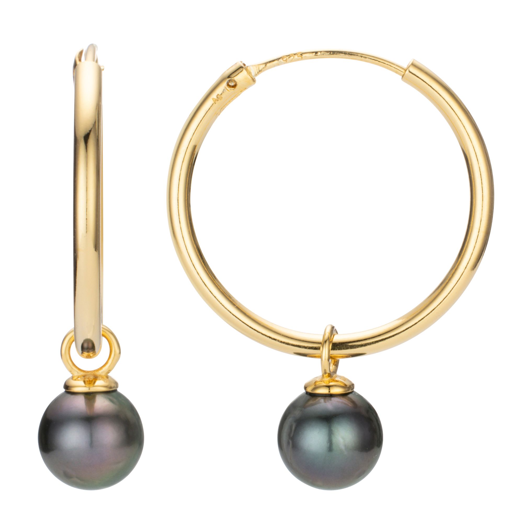 PERLEA Creolen Tahitizucht- perlen 8-8,5mm Silber 925