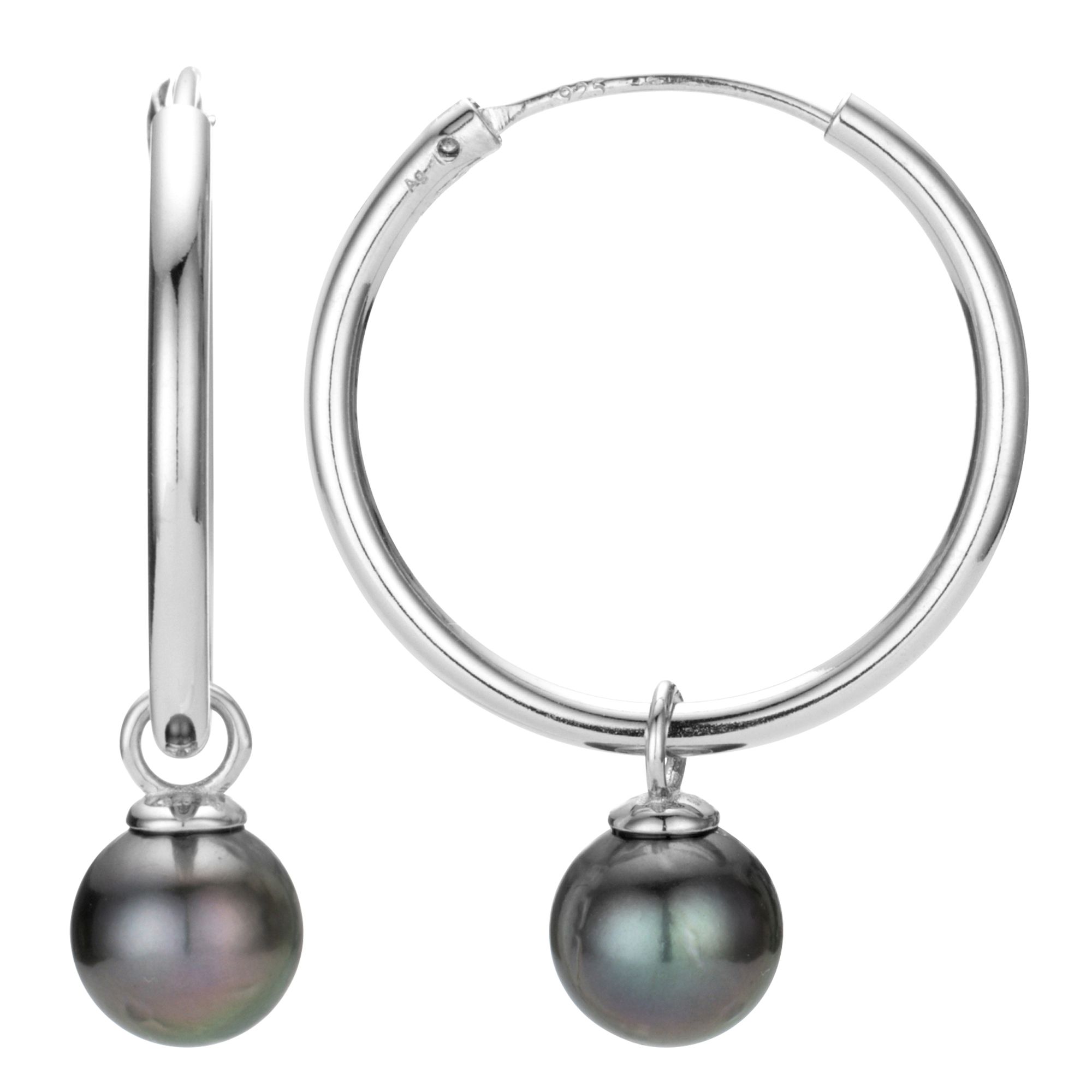 PERLEA Creolen Tahitizucht- perlen 8-8,5mm Silber 925