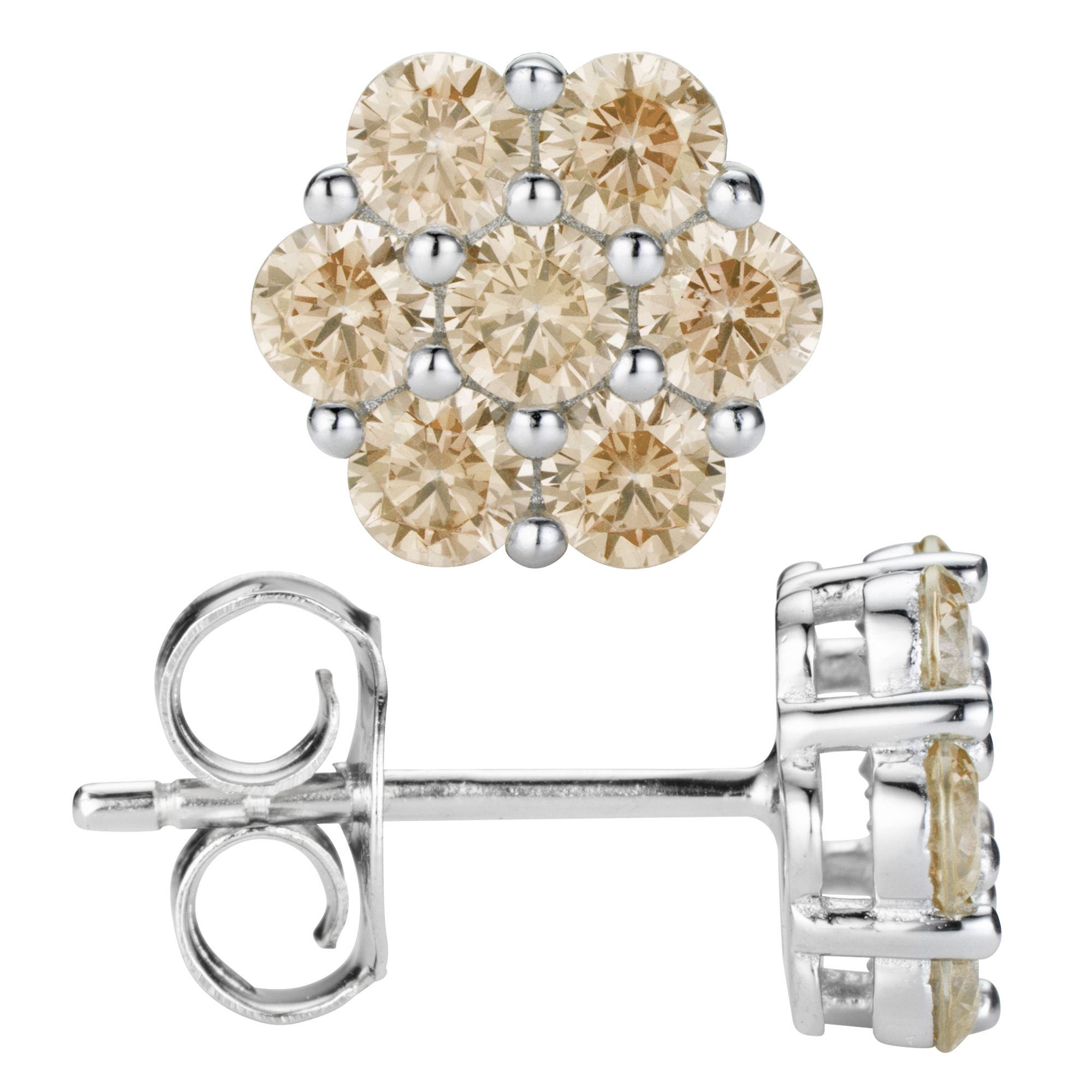 DIAMONIQUE® Ohrstecker = 0,98ct Brillantschliff Silber rhodiniert
