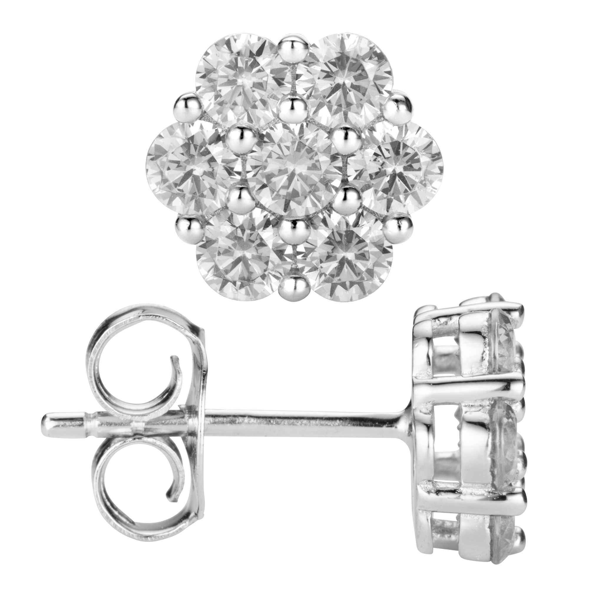 DIAMONIQUE® Ohrstecker = 0,98ct Brillantschliff Silber rhodiniert