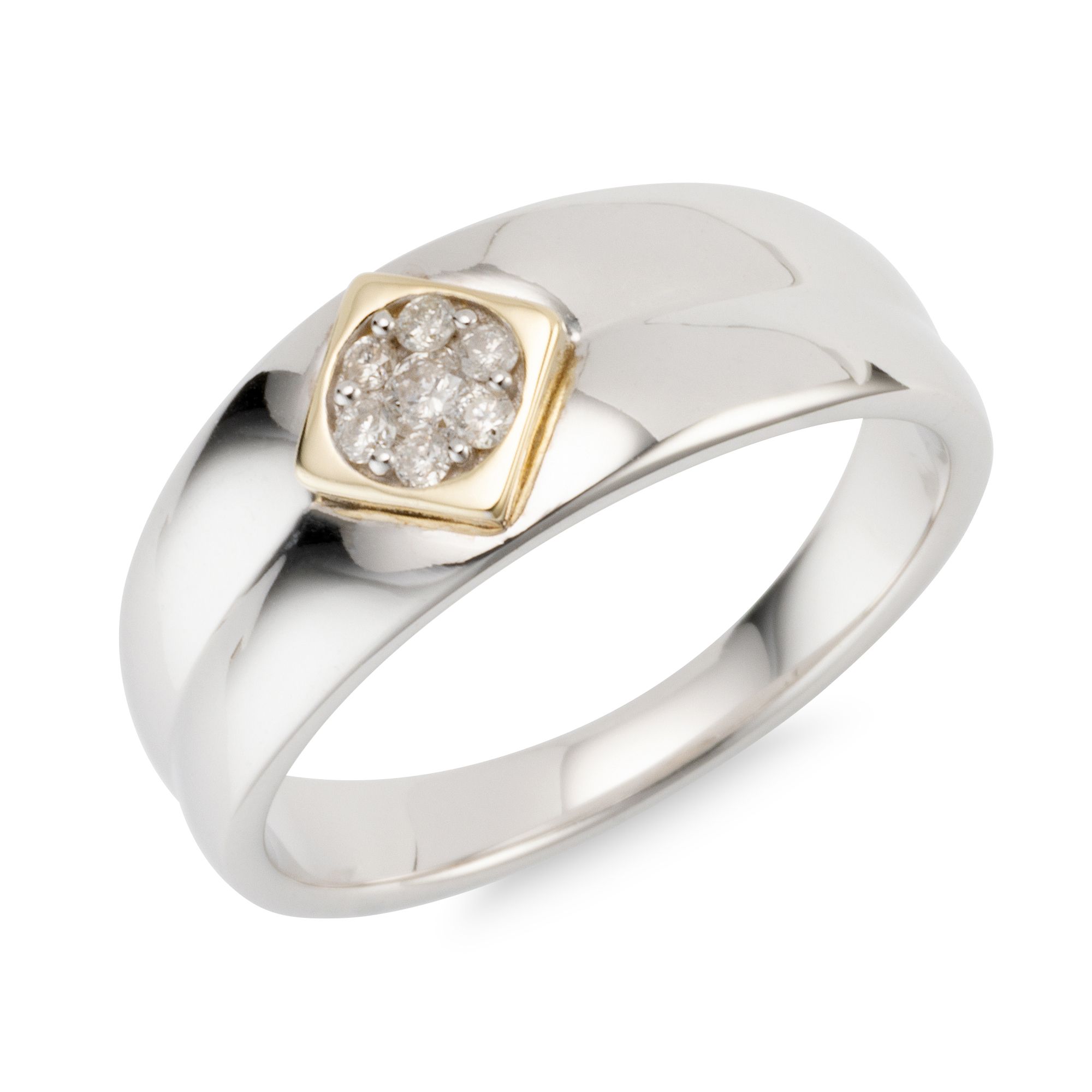 DIAMOUR Ring 7 Brillanten zus. ca. 0,10ct Silber 925, Gold 375
