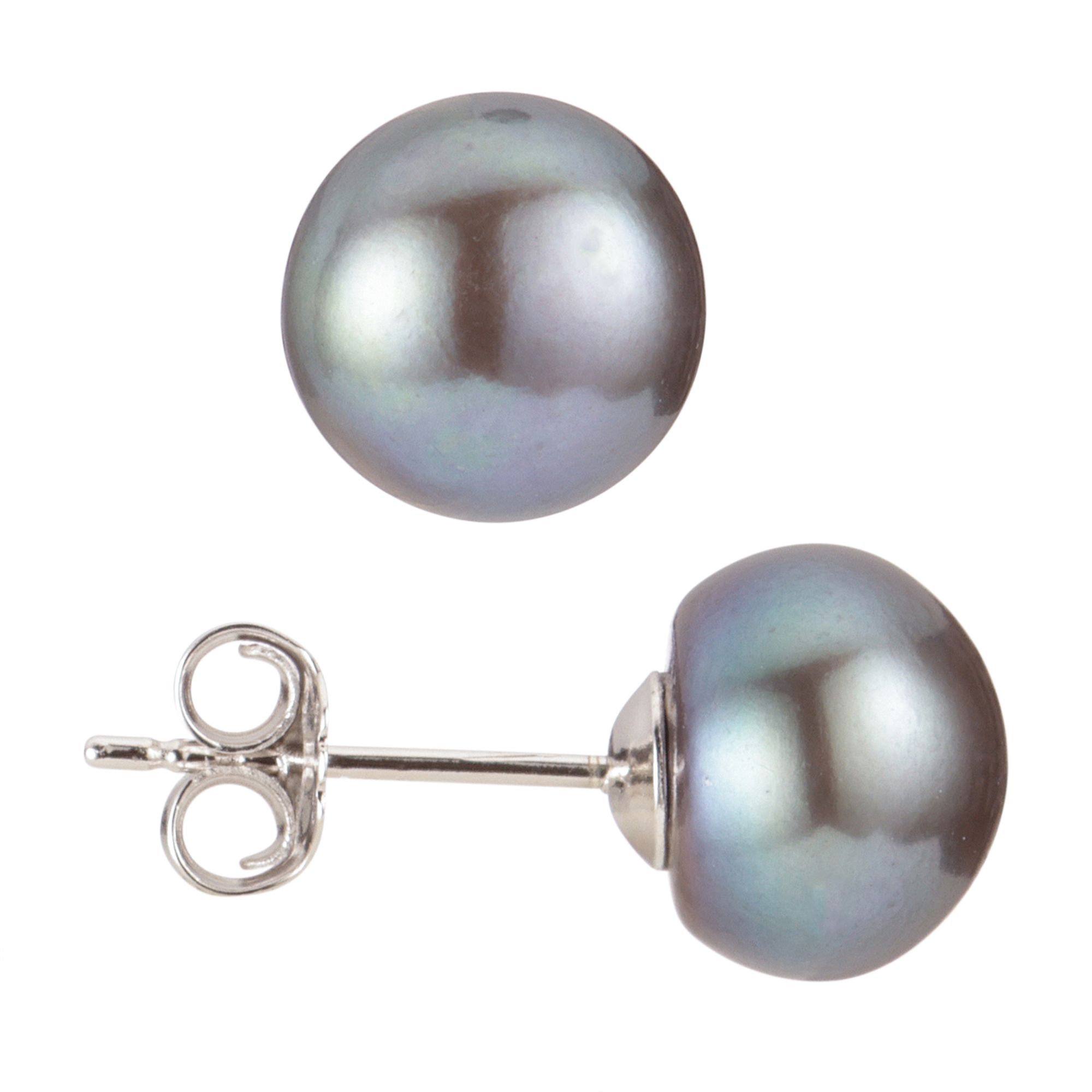 PEPERLEA Ohrstecker Süßwasserzucht- perlen 8-9mm Silber rhodiniert