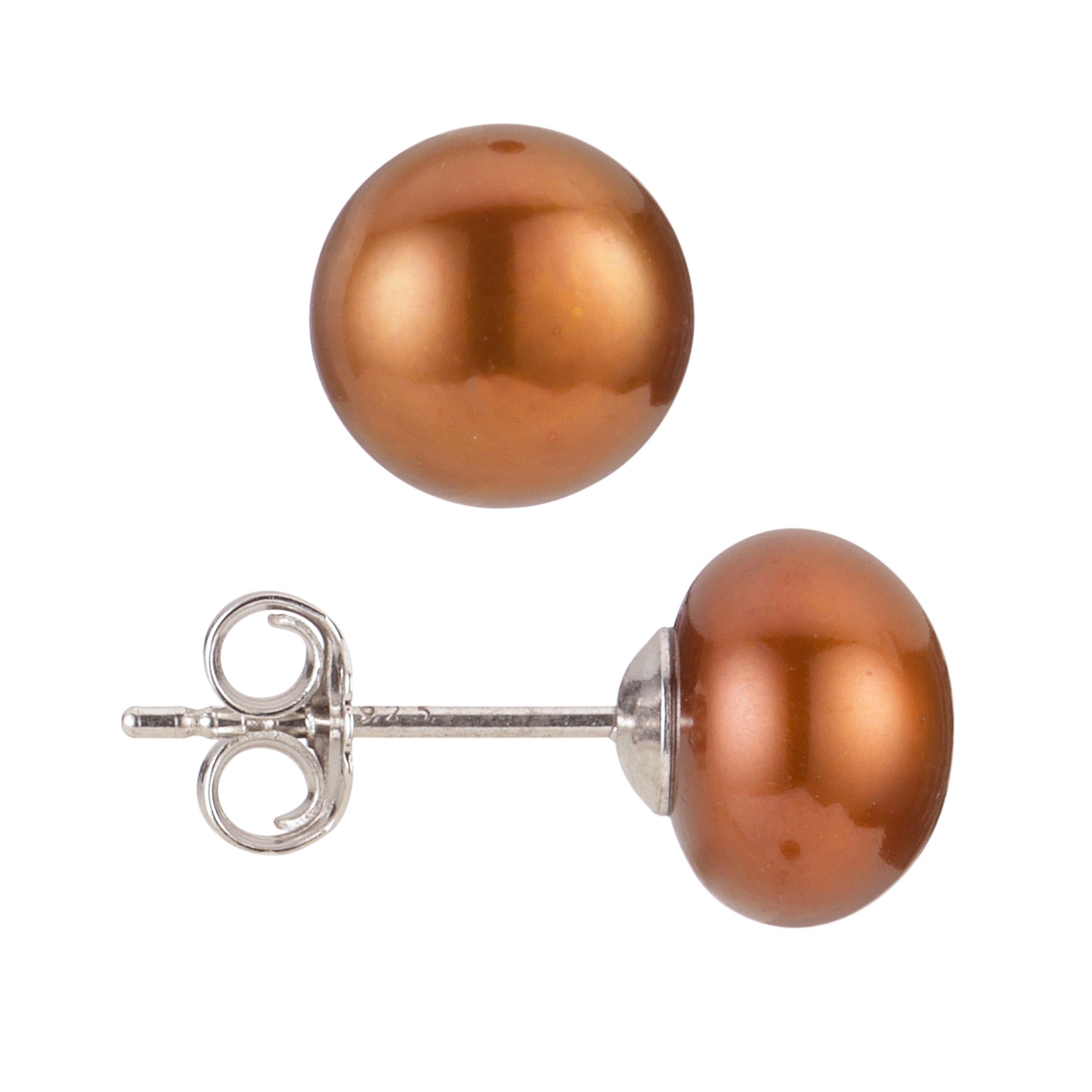 PEPERLEA Ohrstecker Süßwasserzucht- perlen 8-9mm Silber rhodiniert