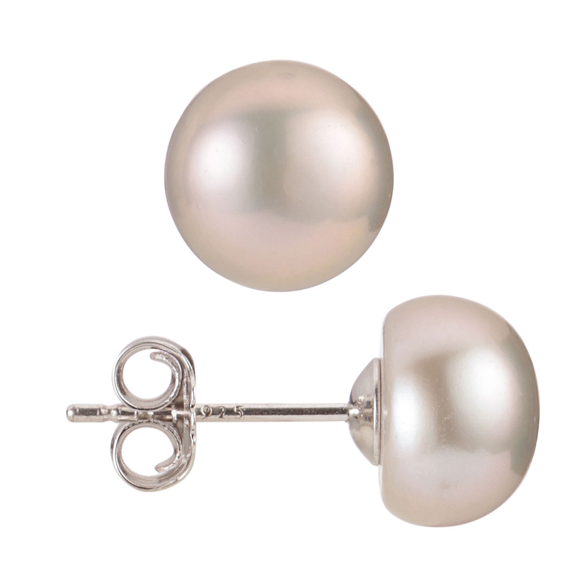 PEPERLEA Ohrstecker Süßwasserzucht- perlen 8-9mm Silber rhodiniert