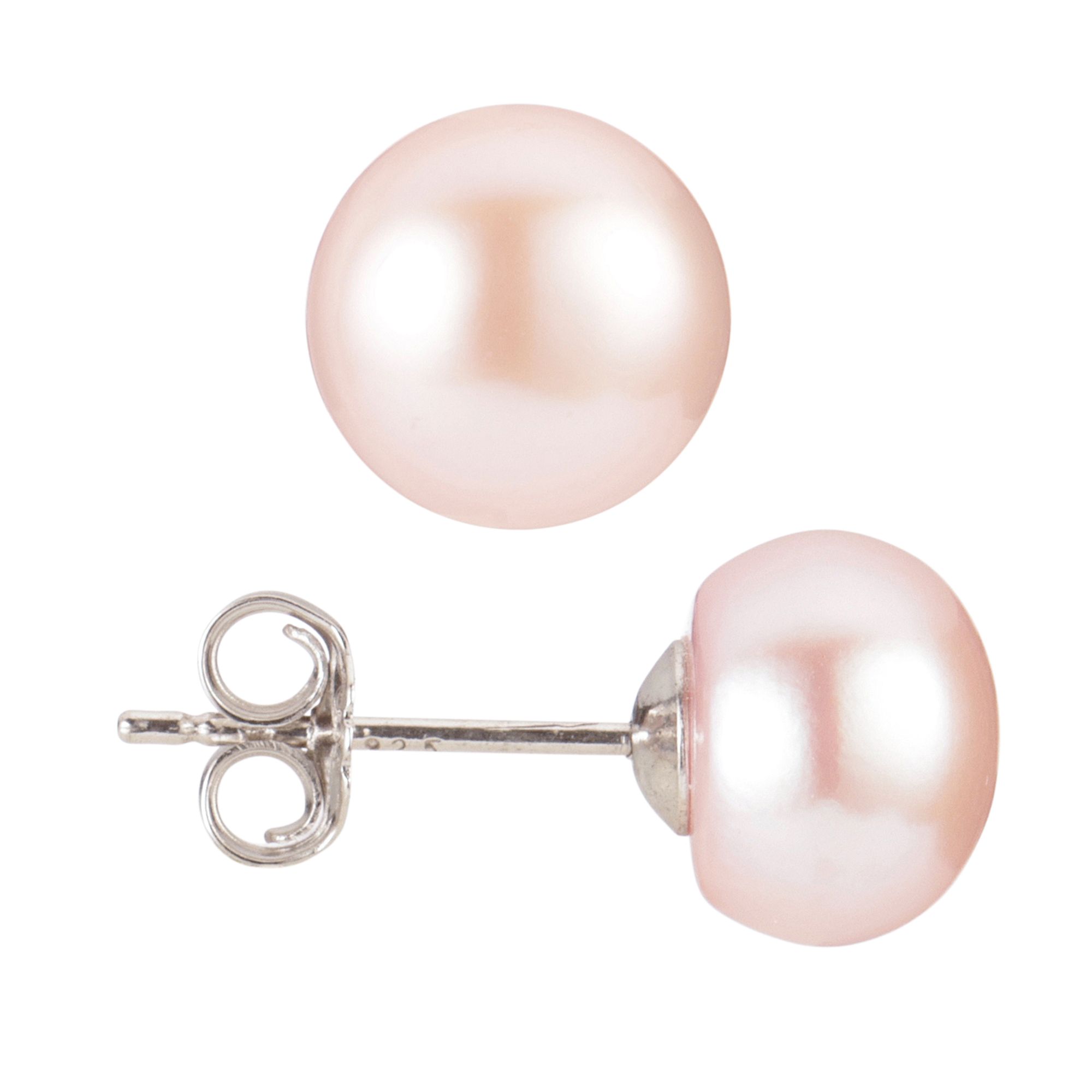 PEPERLEA Ohrstecker Süßwasserzucht- perlen 8-9mm Silber rhodiniert