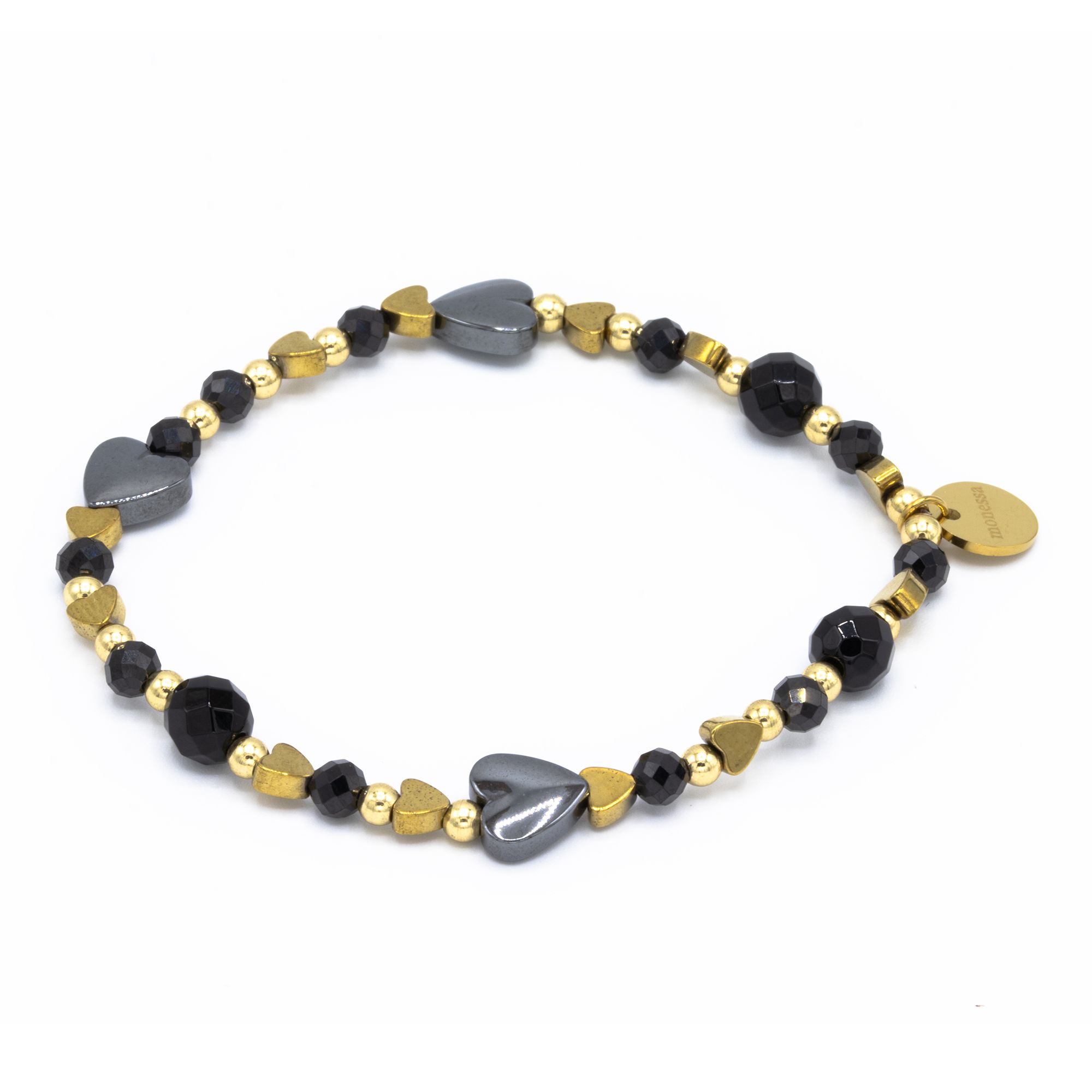 MONESSA Armband Edelsteine flexibel Herz-Dessin