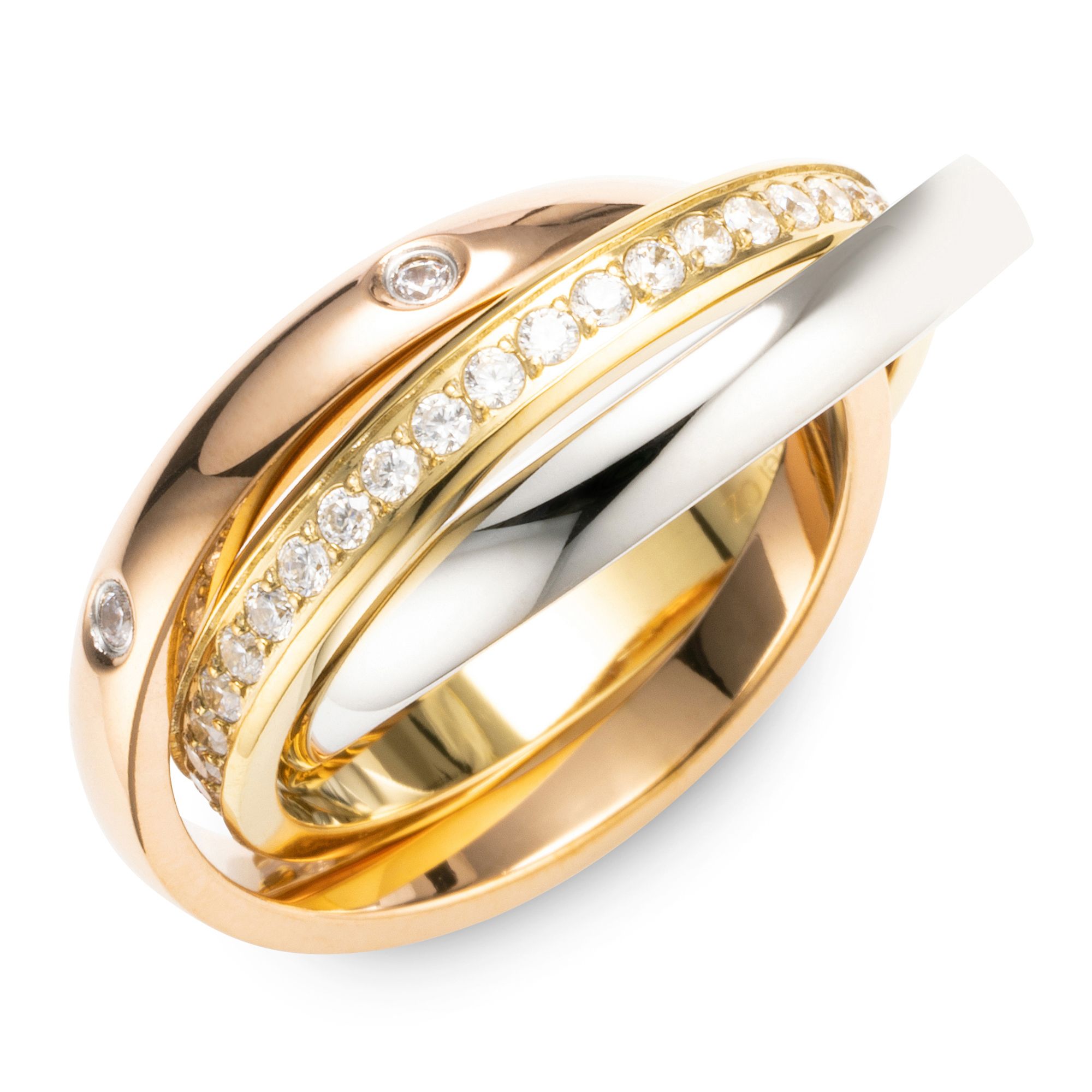 DIAMONIQUE® Roll - Ring = 0,46ct Brillantschliff Edelstahl