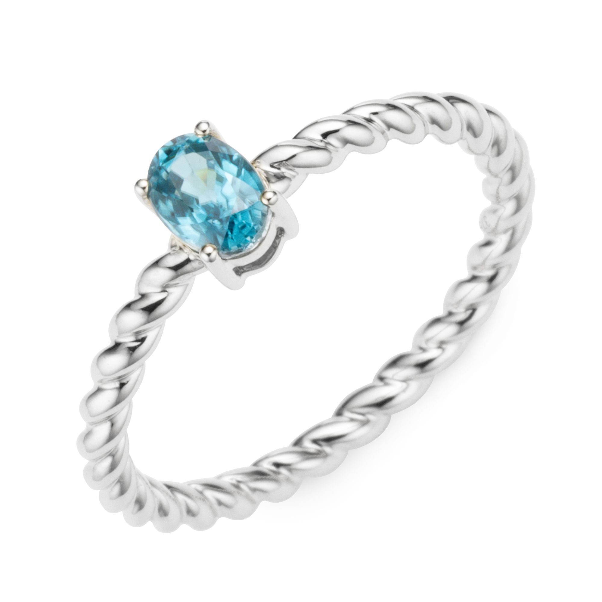 GOLDSCHMUCK FÜR MICH Ring 1 blauer Zirkon ca. 0,90ct Gold 375