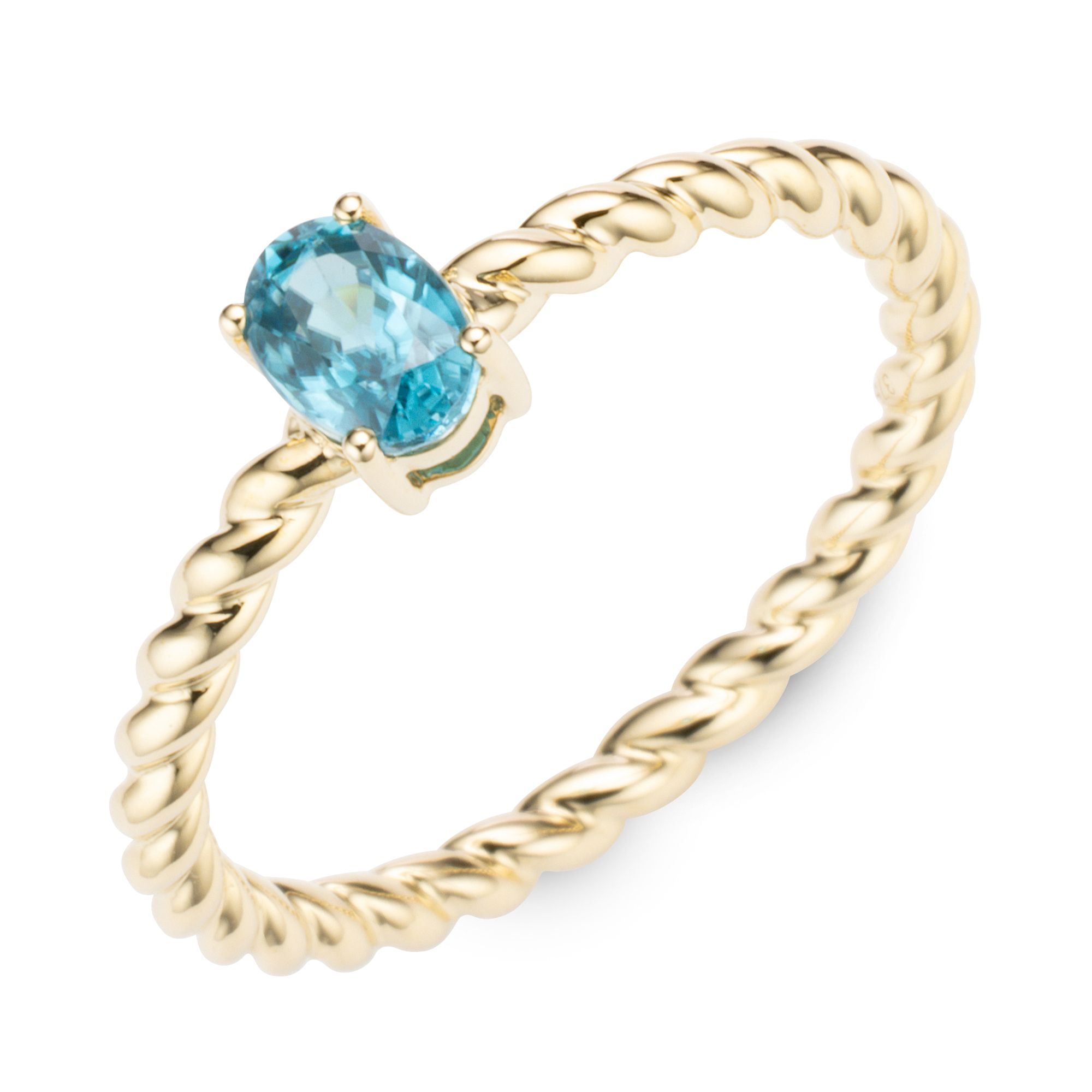 GOLDSCHMUCK FÜR MICH Ring 1 blauer Zirkon ca. 0,90ct Gold 375