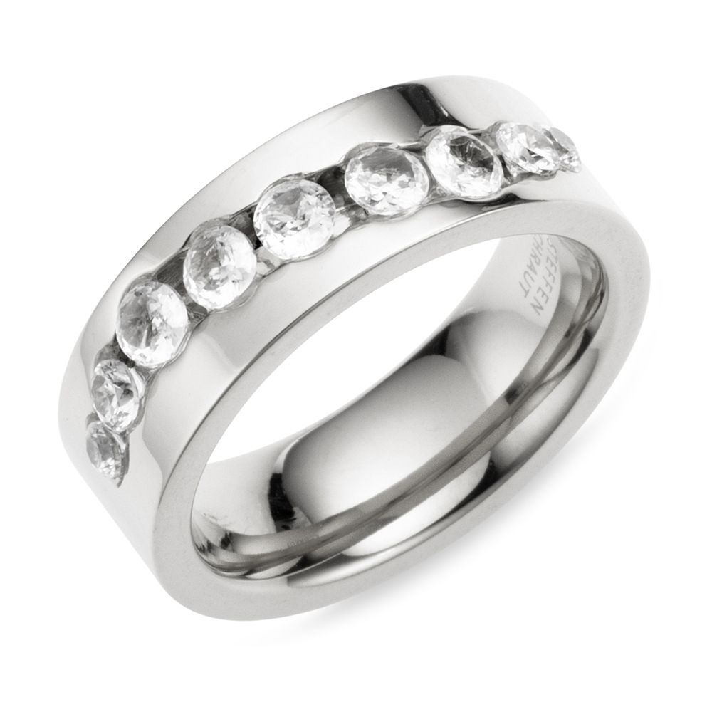 STEFFEN SCHRAUT Ring 9 Zirkonia poliert Edelstahl