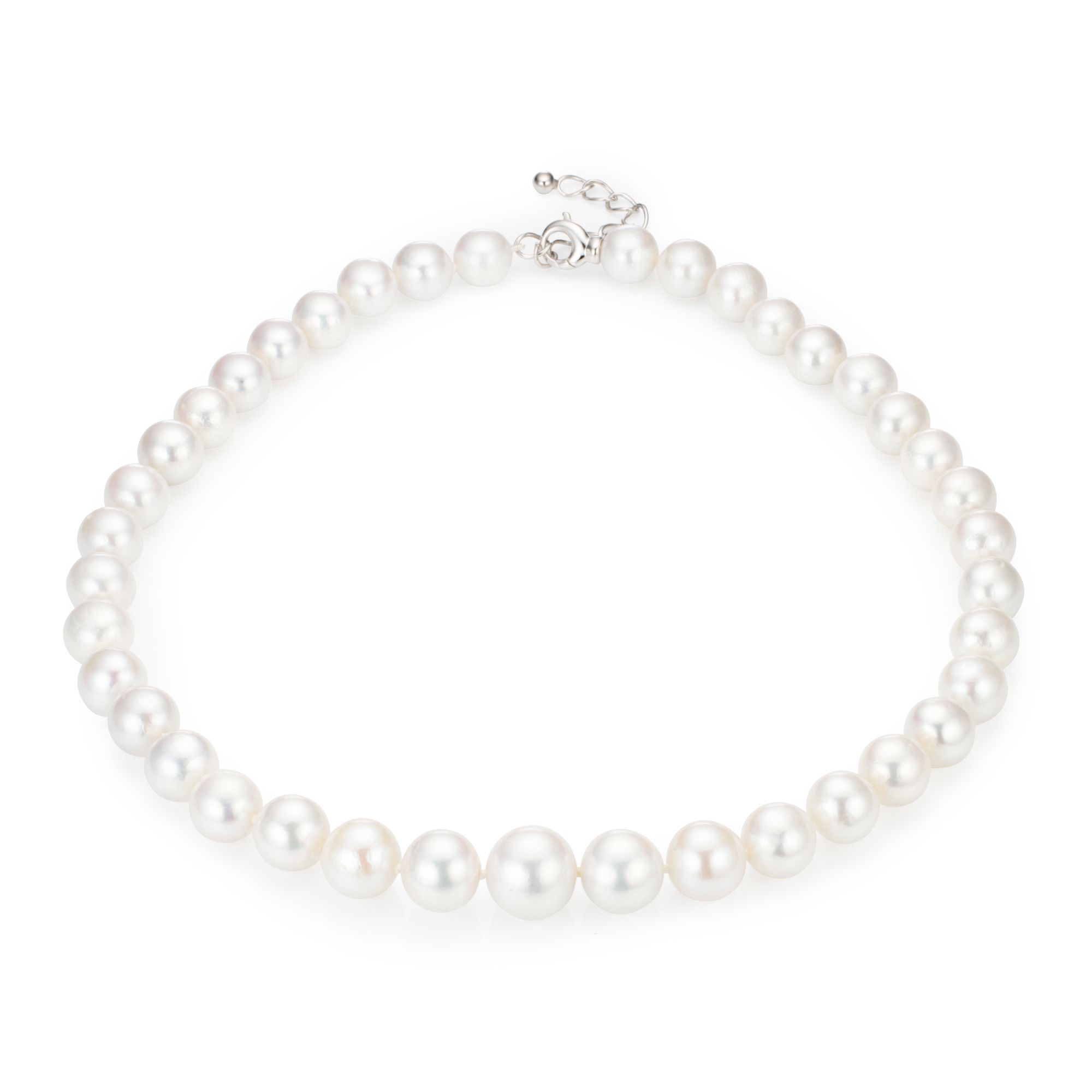 PERLEA Collier Süßwasserzucht- perlen 10-14mm Silber rhodiniert