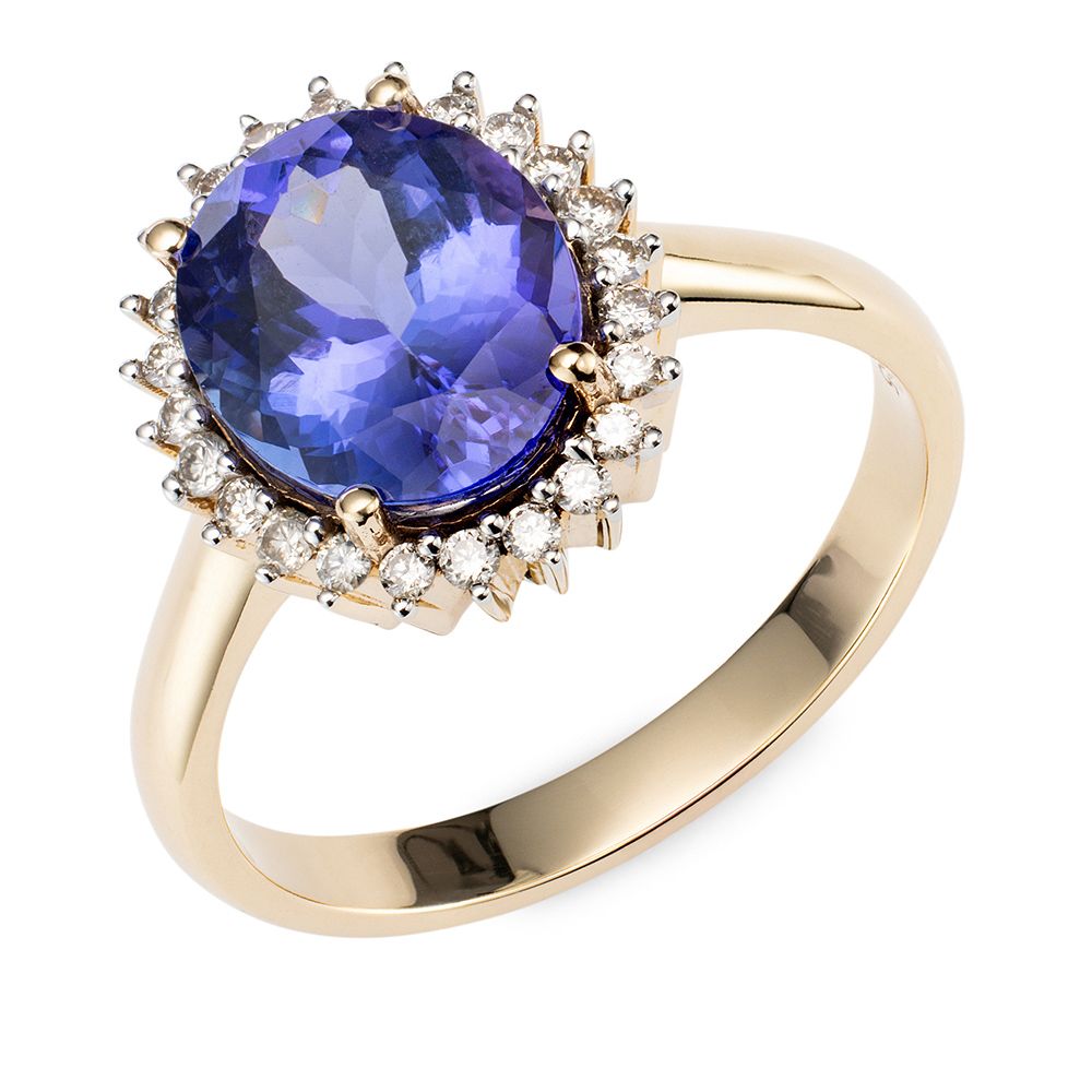 Tansanit AAA ca. 2,50ct Ring Brillanten ca.0,17ct Gold 585