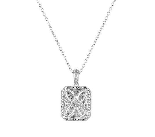 ART DECO DIAMONDS Anhänger mit Kette 30 Diamanten zus. ca. 0,15ct Silber 925