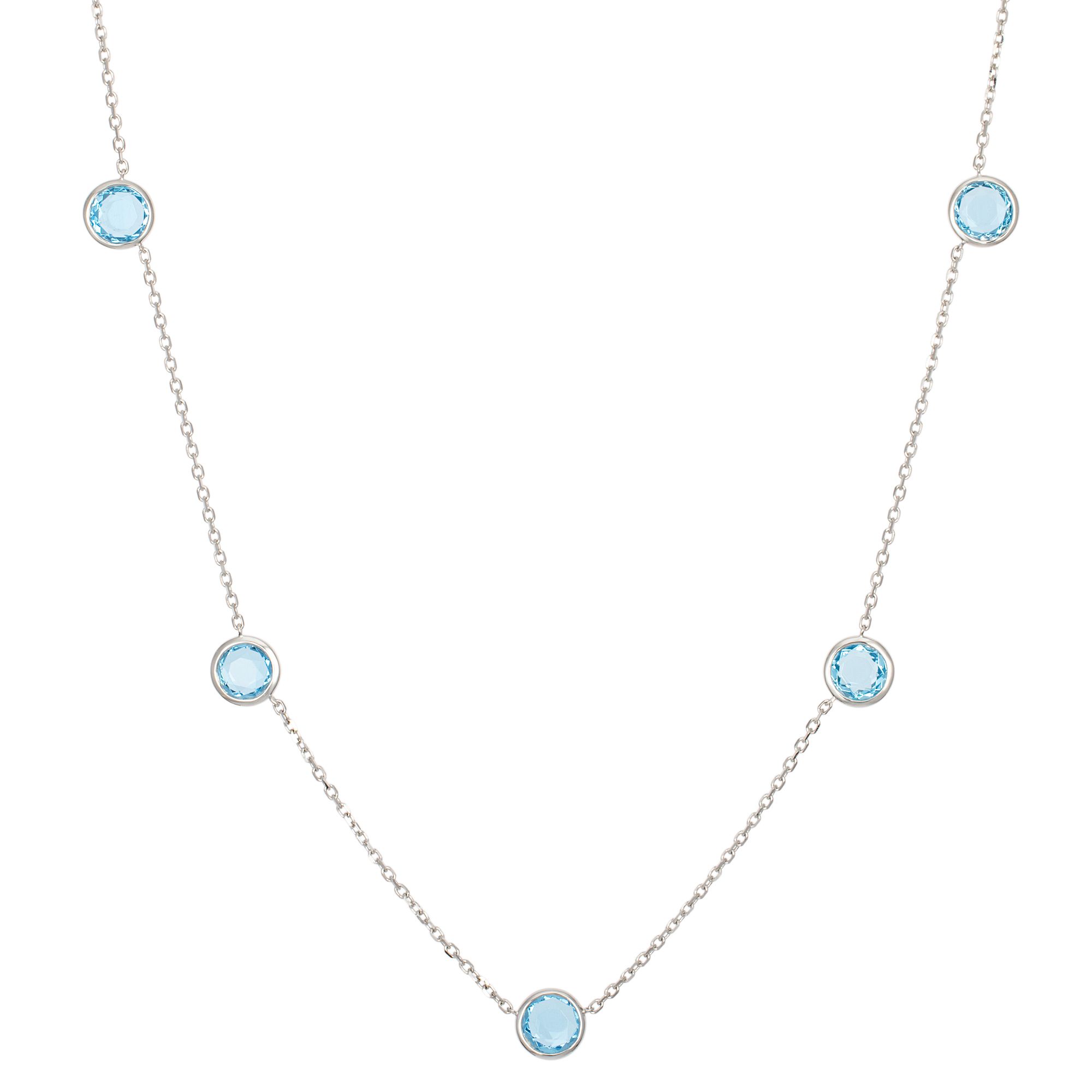 PLATINITY Collier 50cm 5 beh. Blautopase zus. ca. 5,00ct Platin 950
