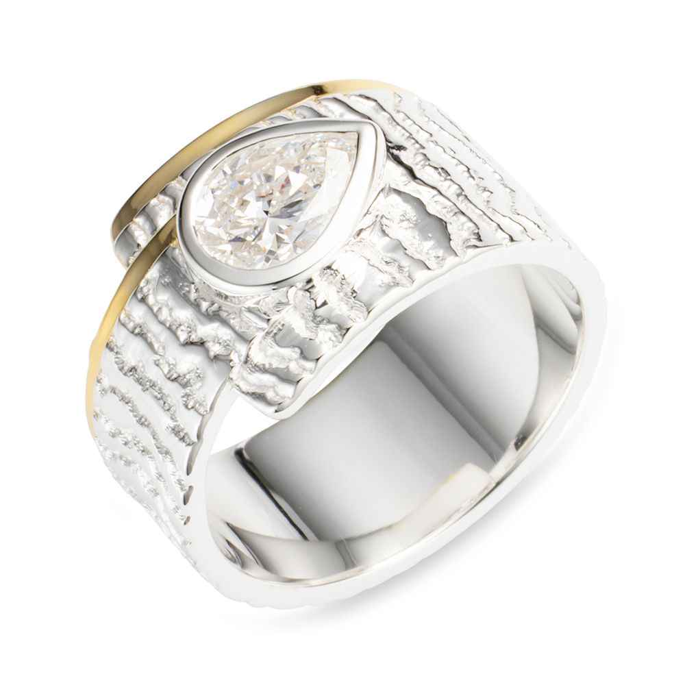 THOMAS & SOHN Lab Grown Diamant ca. 1,00ct Solitär-Ring Palladio Bicoloroptik