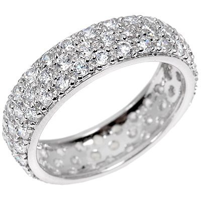 DIAMONIQUE Pave Eternity Ring mind.75 Steine 1 5ct. Brillantschliff Silber 925 rhodiniert QVC