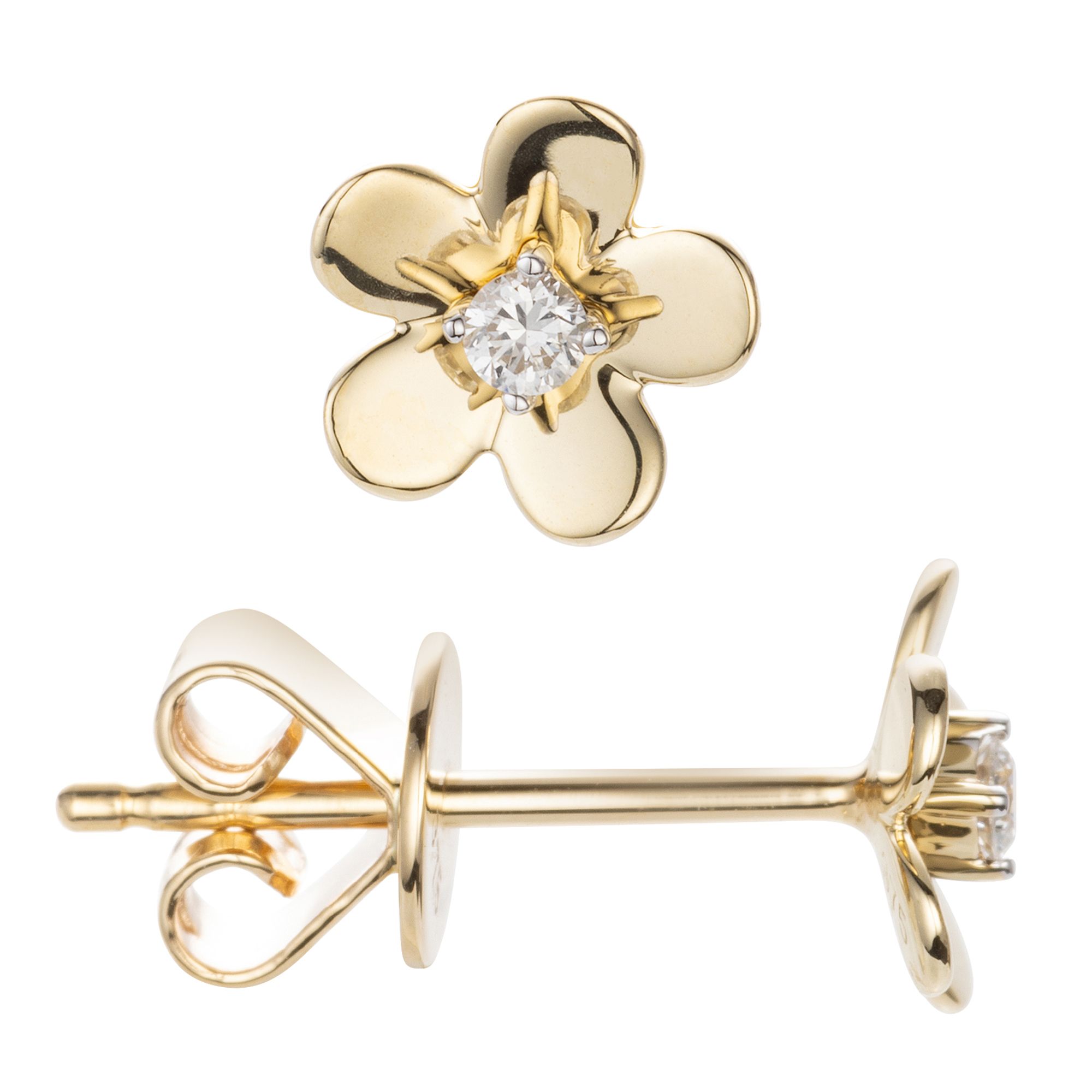 DIAMOUR Blüten-Ohrstecker 2 Brillanten zus. ca. 0,05ct Gold 375