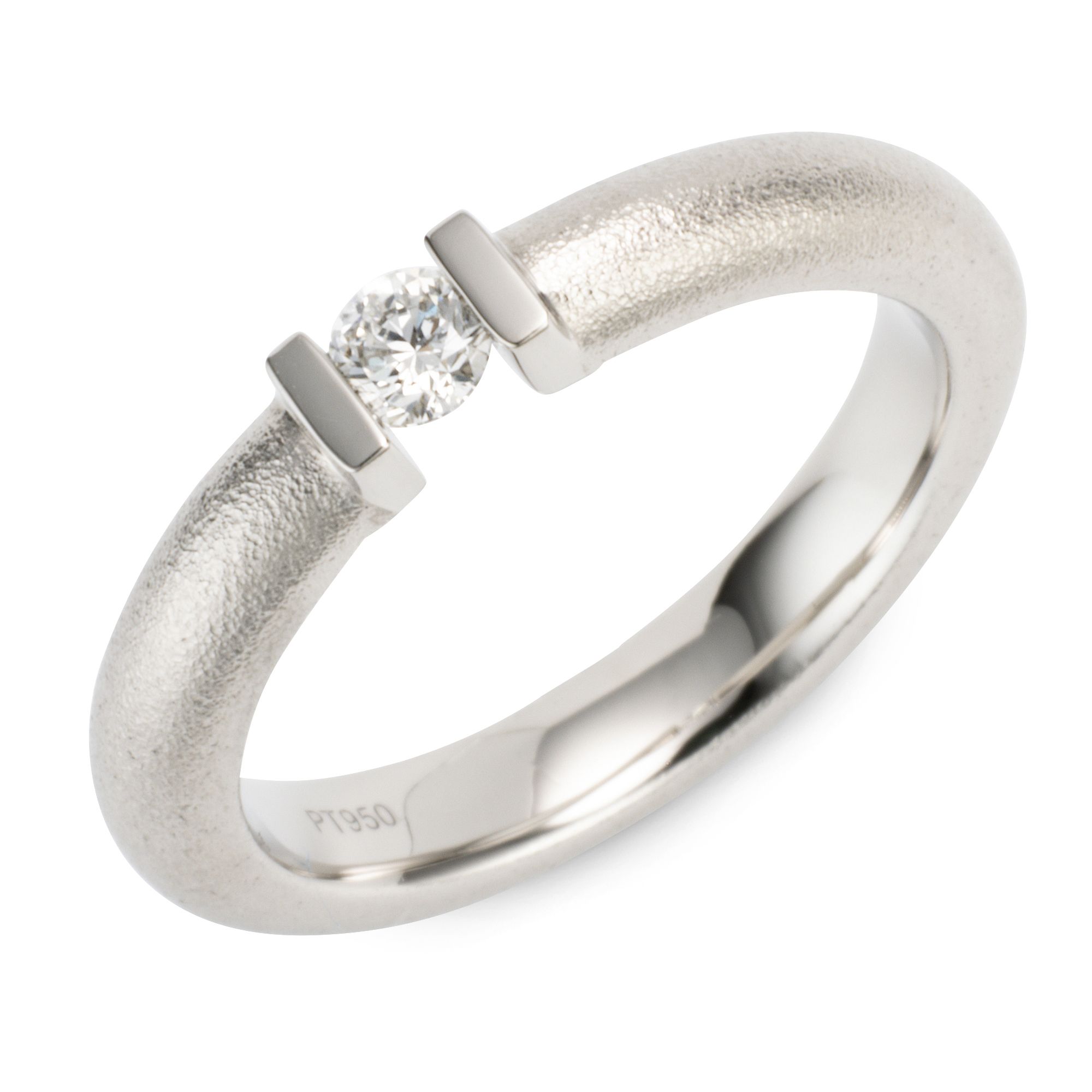 PLATINITY Spann-Ring 1 Brillant ca. 0,18ct Feines Weiß/SI Platin 950