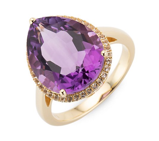 ROYELLE Amethyst ca. 8,00ct Ring Weißtopase ca. 0,17ct Gold 375