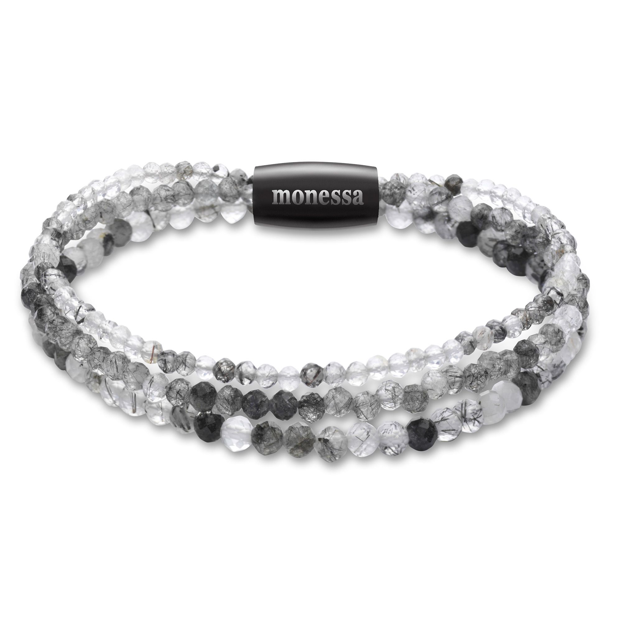 MONESSA Armband Edelsteine 3-Strang Edelstahl