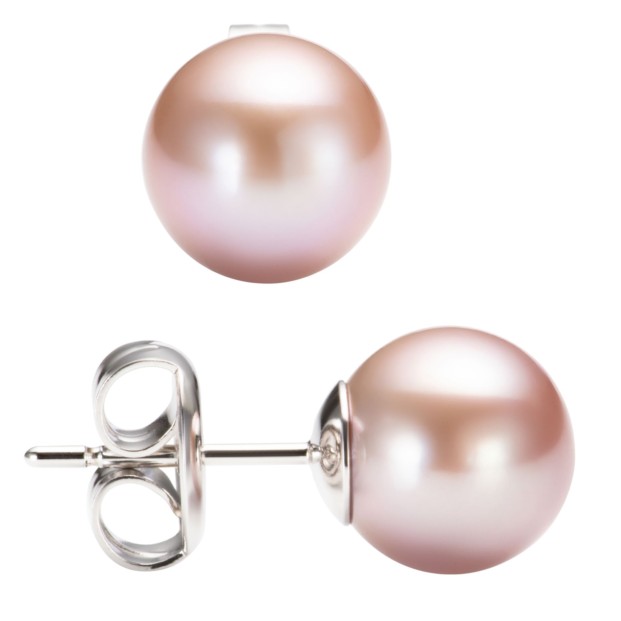 PERLEA Ohrstecker Süßwasserzucht- perlen mind 8mm Silber rhodiniert