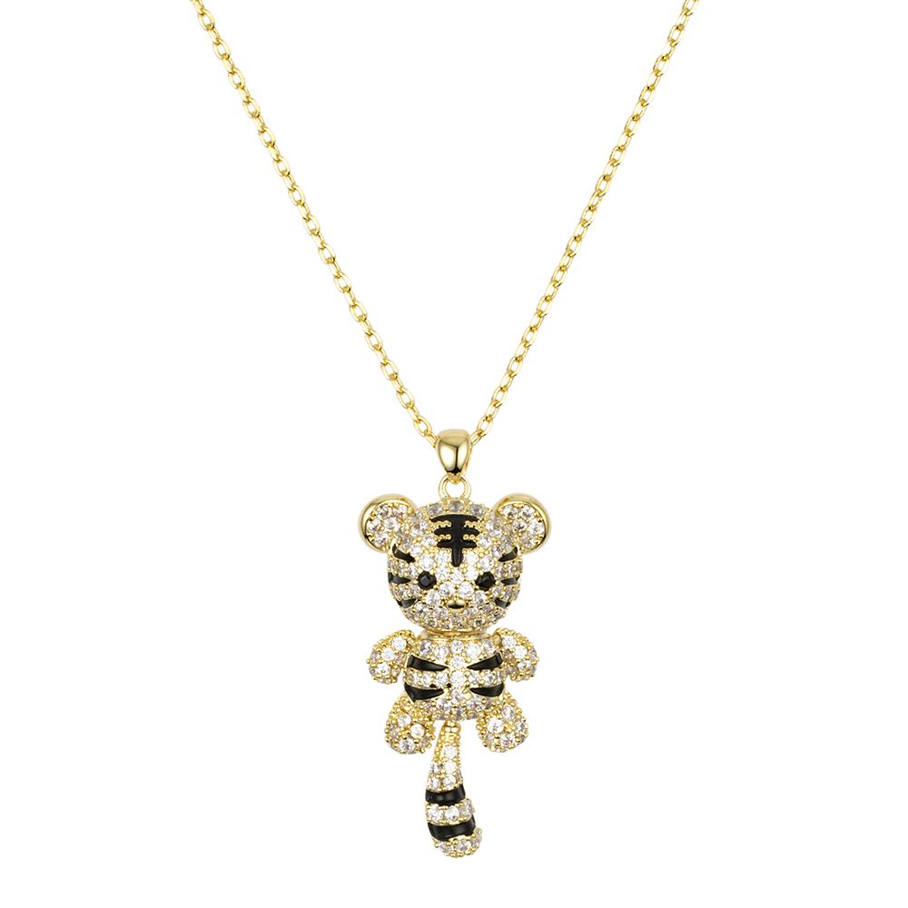 Tiger-Collier Länge 45+5cm bewegliche Details Karabinerverschluss Modeschmuck