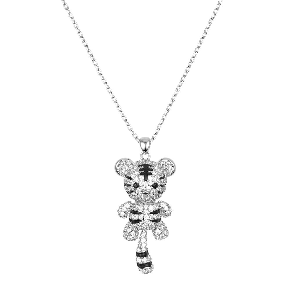Tiger-Collier Länge 45+5cm bewegliche Details Karabinerverschluss Modeschmuck