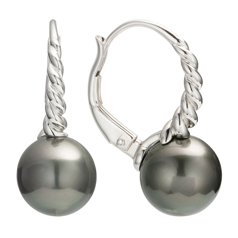 PERLEA Ohrboutons Tahitizucht- perlen 9mm Silber rhodiniert