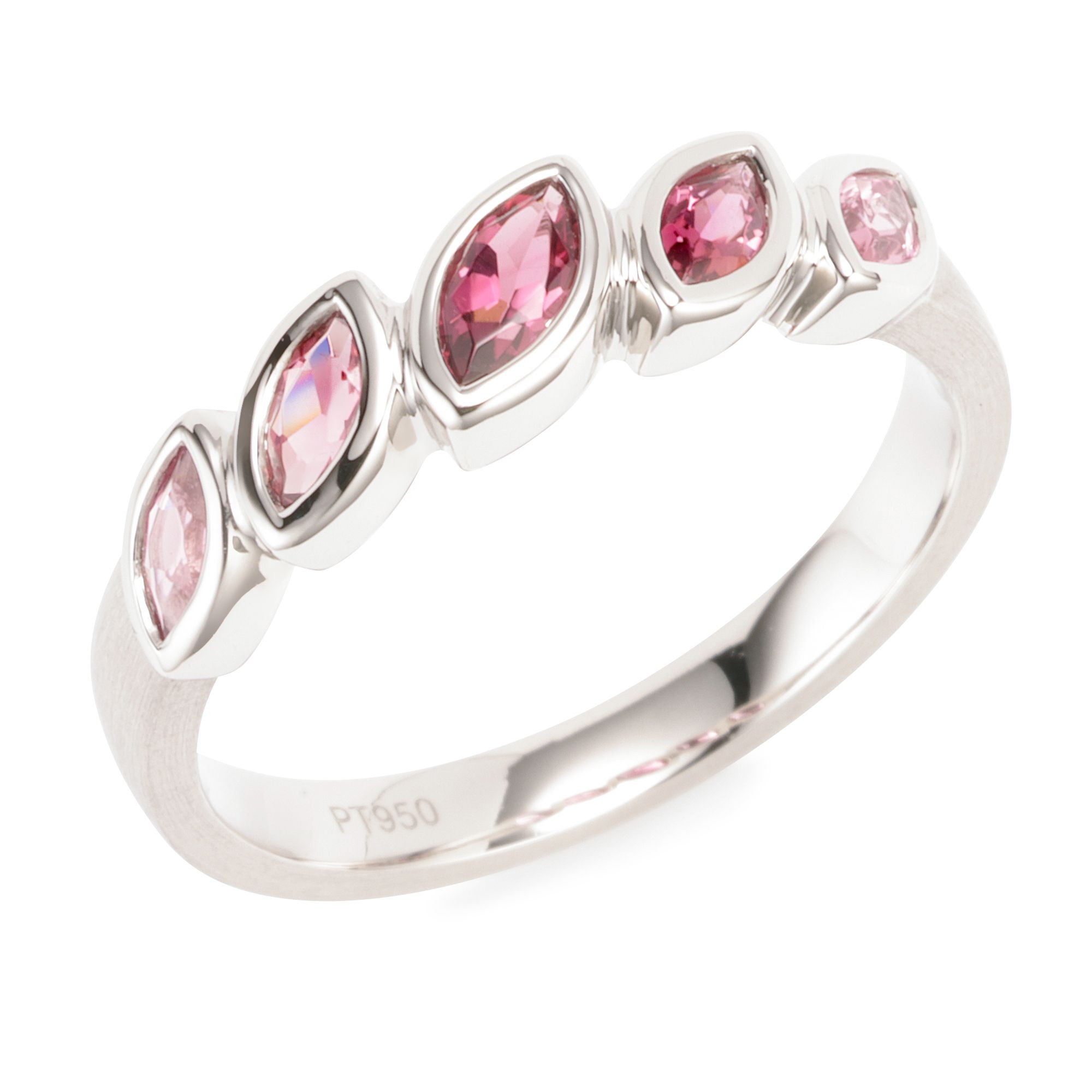 PLATINITY Ring 5 pinke Turmaline zus. ca. 0,50ct Platin 950