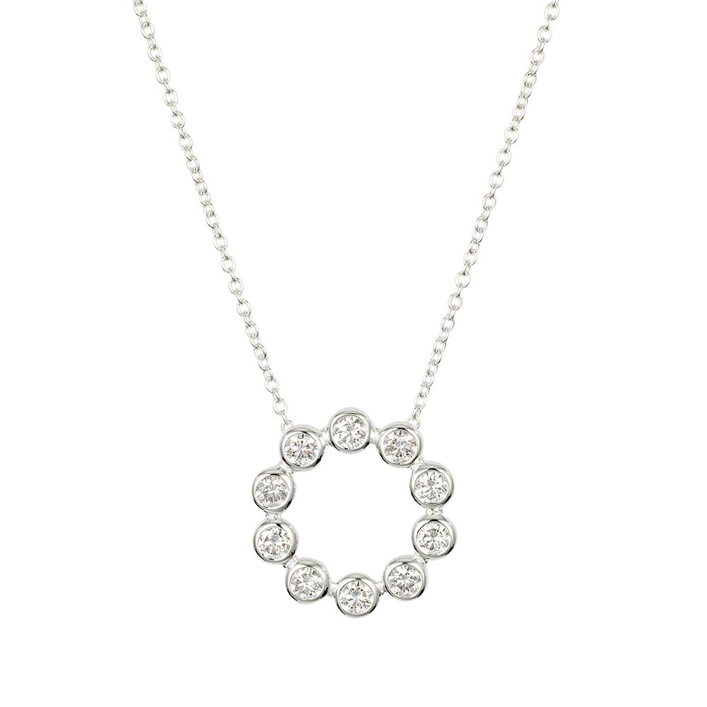 THOMAS & SOHN Lab Grown Brillanten zus. ca. 1,50ct Collier Silber Palladio