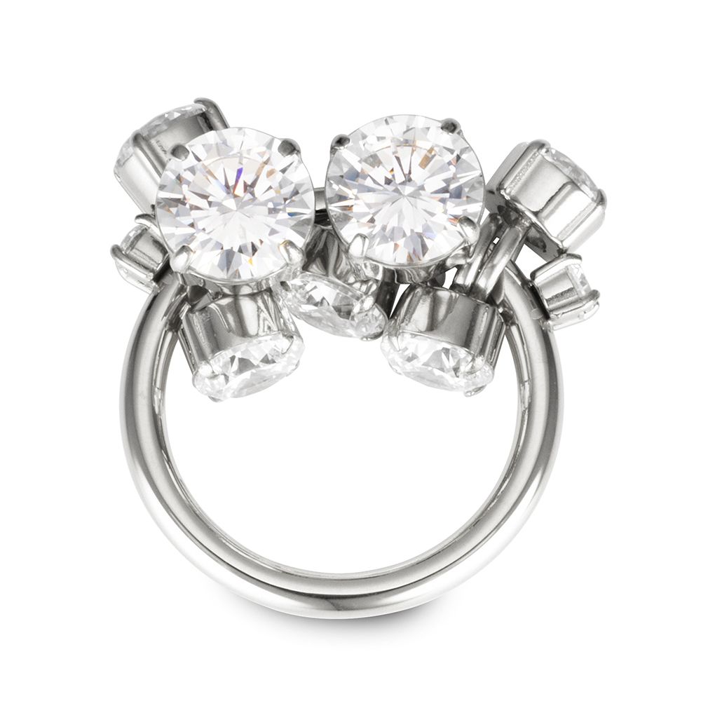 DIAMONIQUE® Gipsy-Ring = 8,70ct Brillantschliff Edelstahl