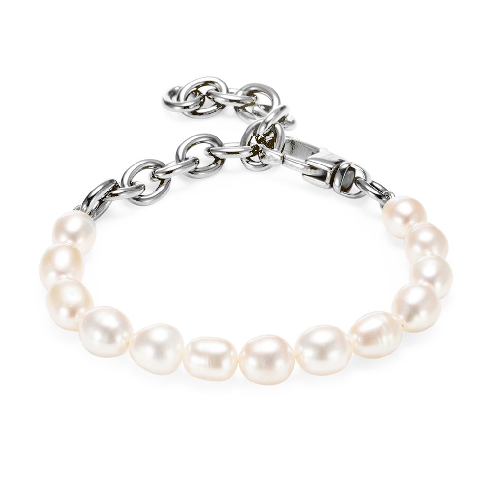 PERLEA Armband Süßwasserzucht- perlen 7-8mm Edelstahl