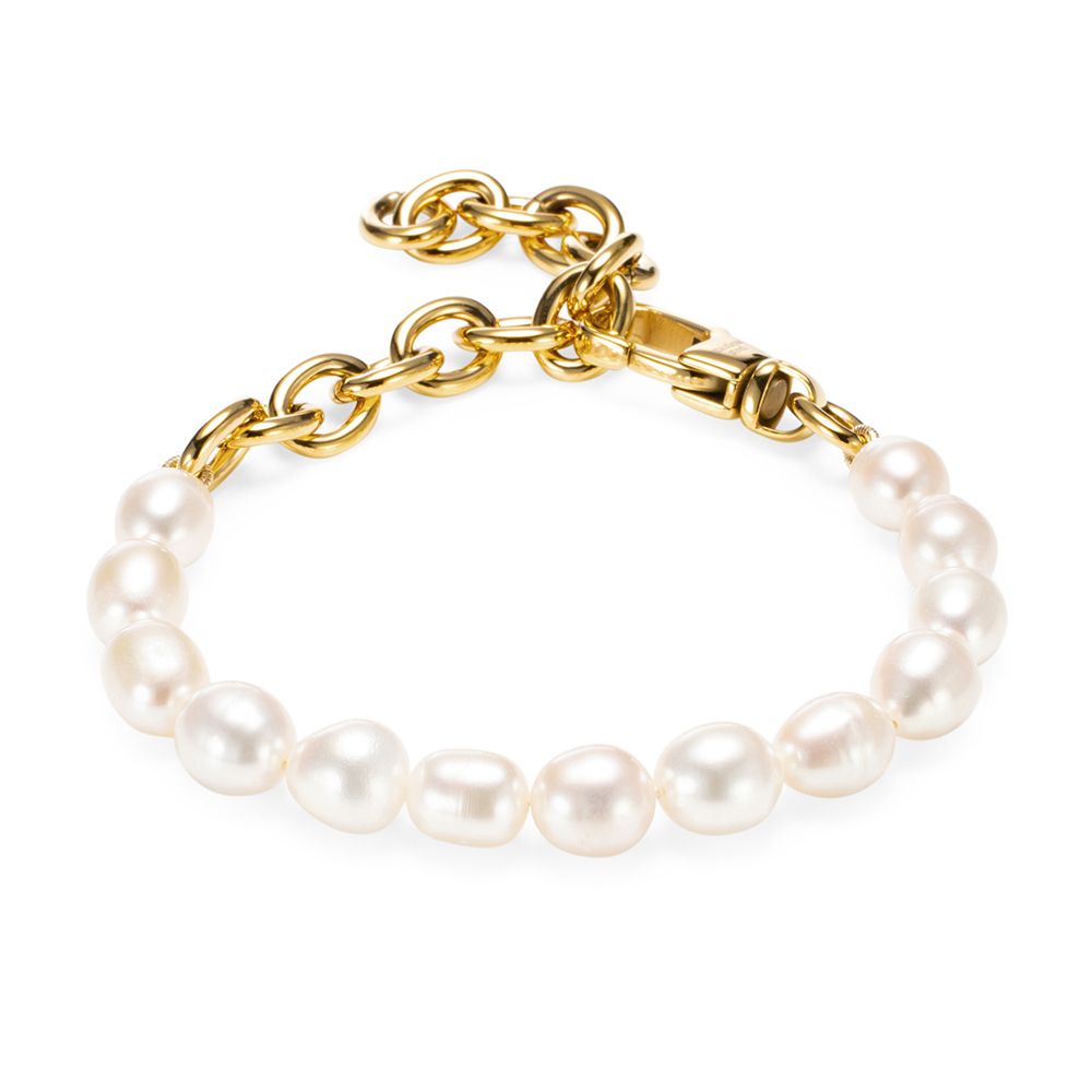 PERLEA Armband Süßwasserzucht- perlen 7-8mm Edelstahl
