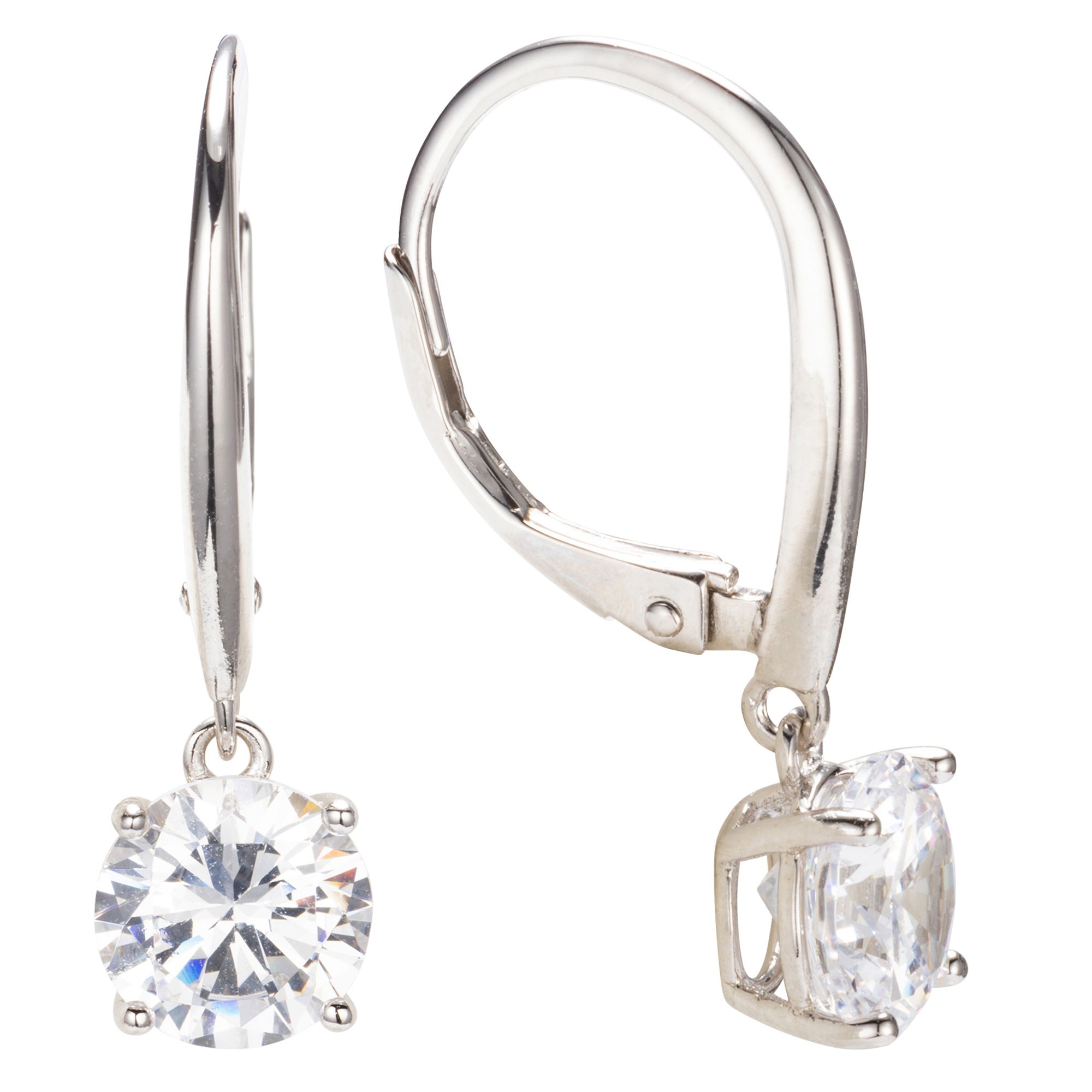 DIAMONIQUE® Ohrhänger = 3,00ct Brillantschliff Silber rhodiniert