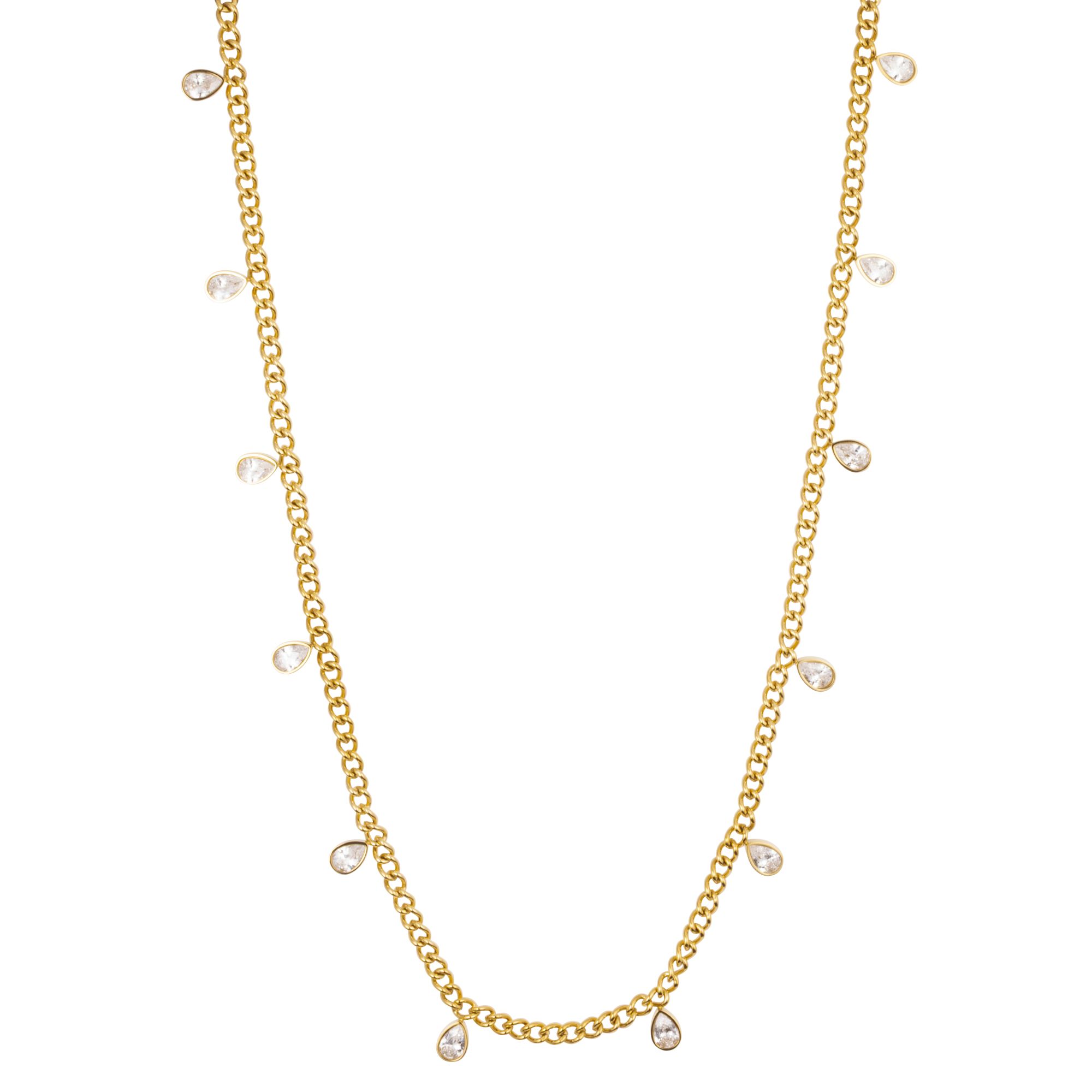 STEFFEN SCHRAUT Collier 13 Zirkonia Länge ca. 45+5cm Edelstahl